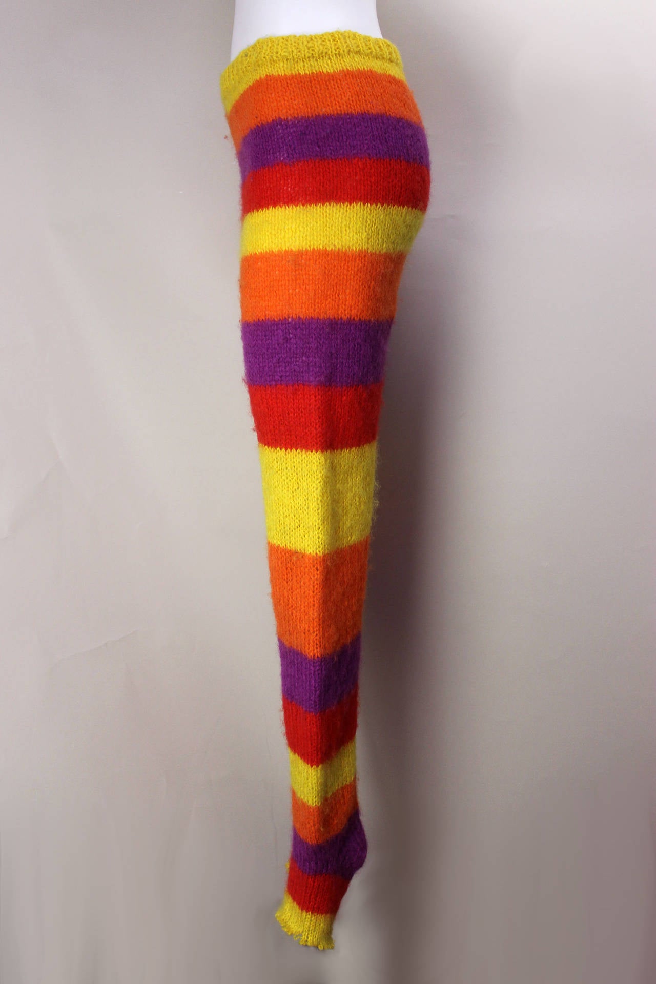 1980s Stephen Sprouse Striped Hand Knitted Leggings