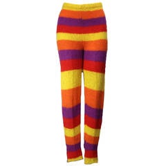 Vintage 1980s Stephen Sprouse Striped Hand Knitted Leggings