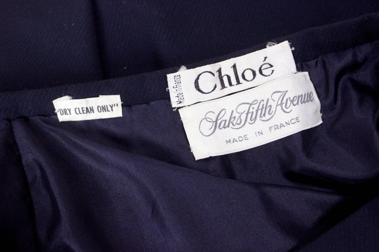 1980s Pleated Navy Chloe Skirt 1
