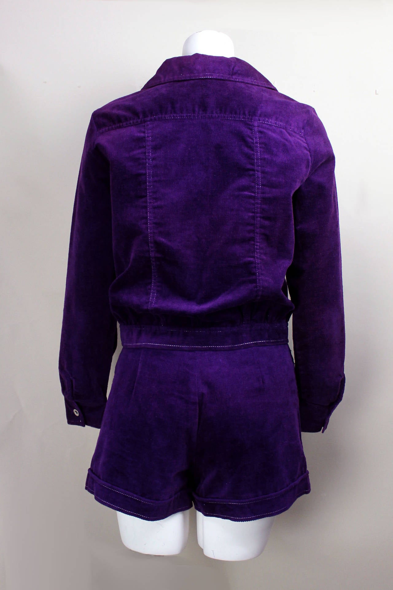 Women's 1970s Purple Hot Pant and Cropped Jacket Set
