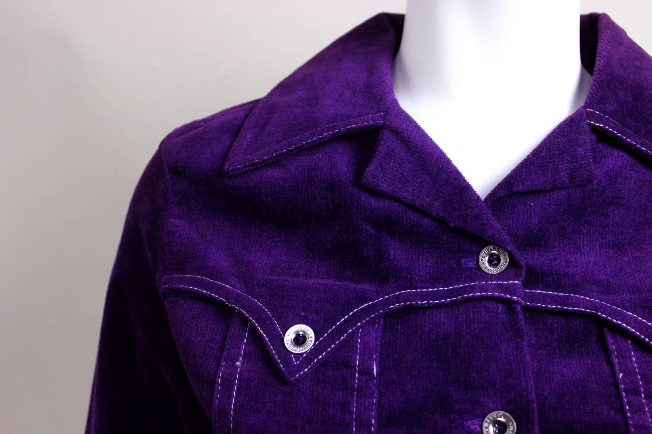 1970s Purple Hot Pant and Cropped Jacket Set 2
