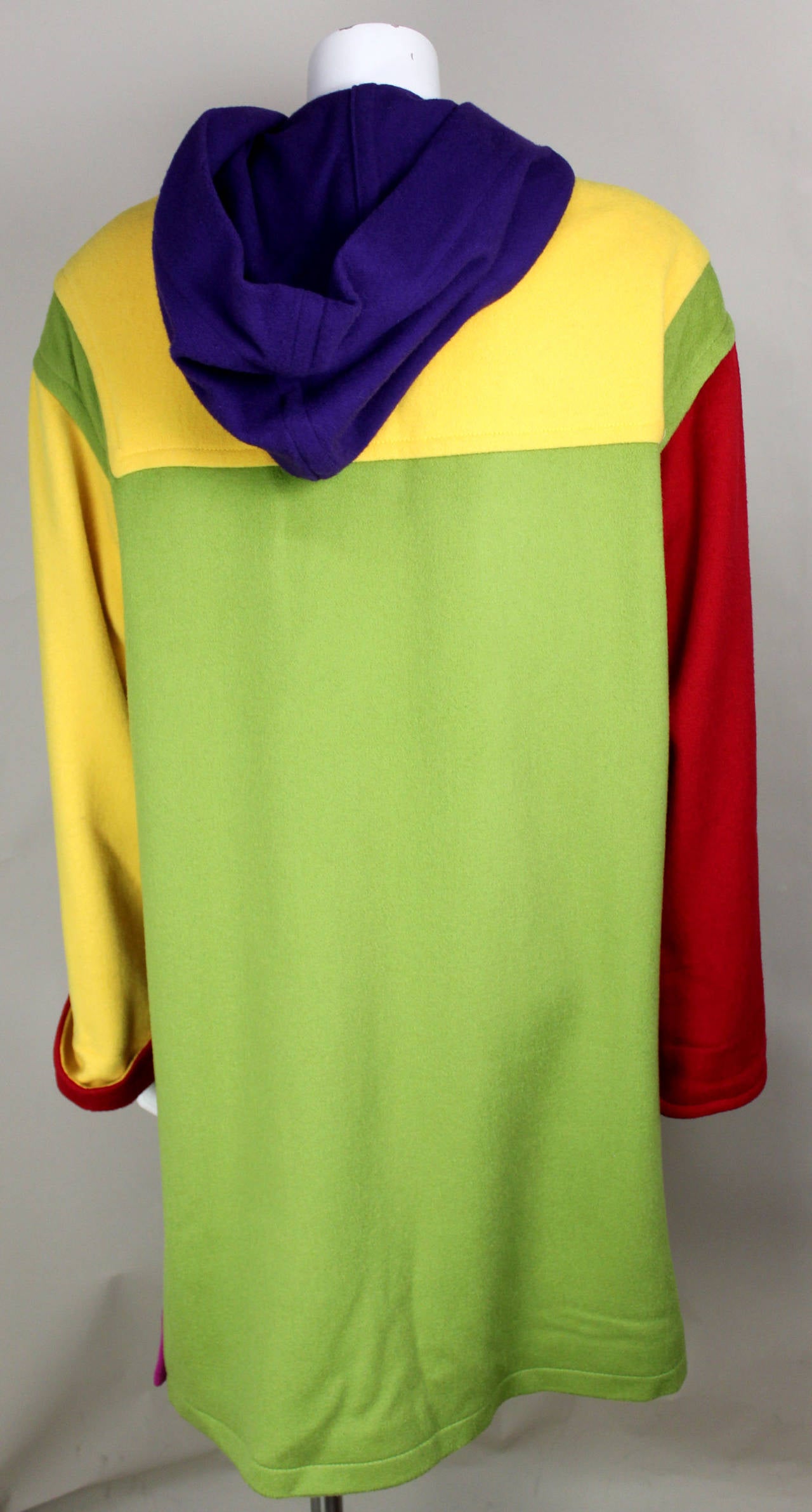 Women's 1980s Bill Blass Vibrant Colorblock Toggle Coat