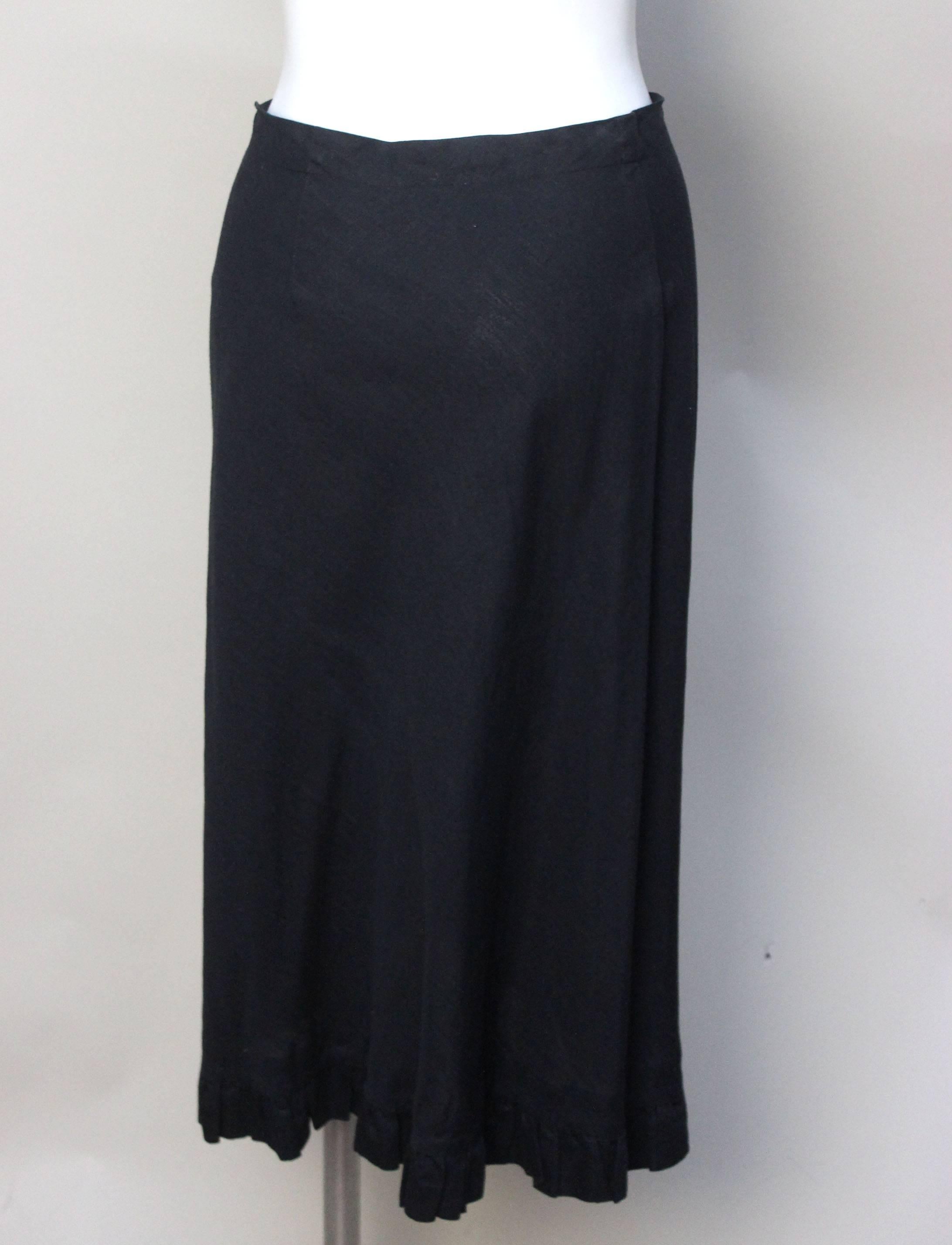 Vivienne Westwood Black Linen Draped Ruffle Skirt In Excellent Condition In New York, NY