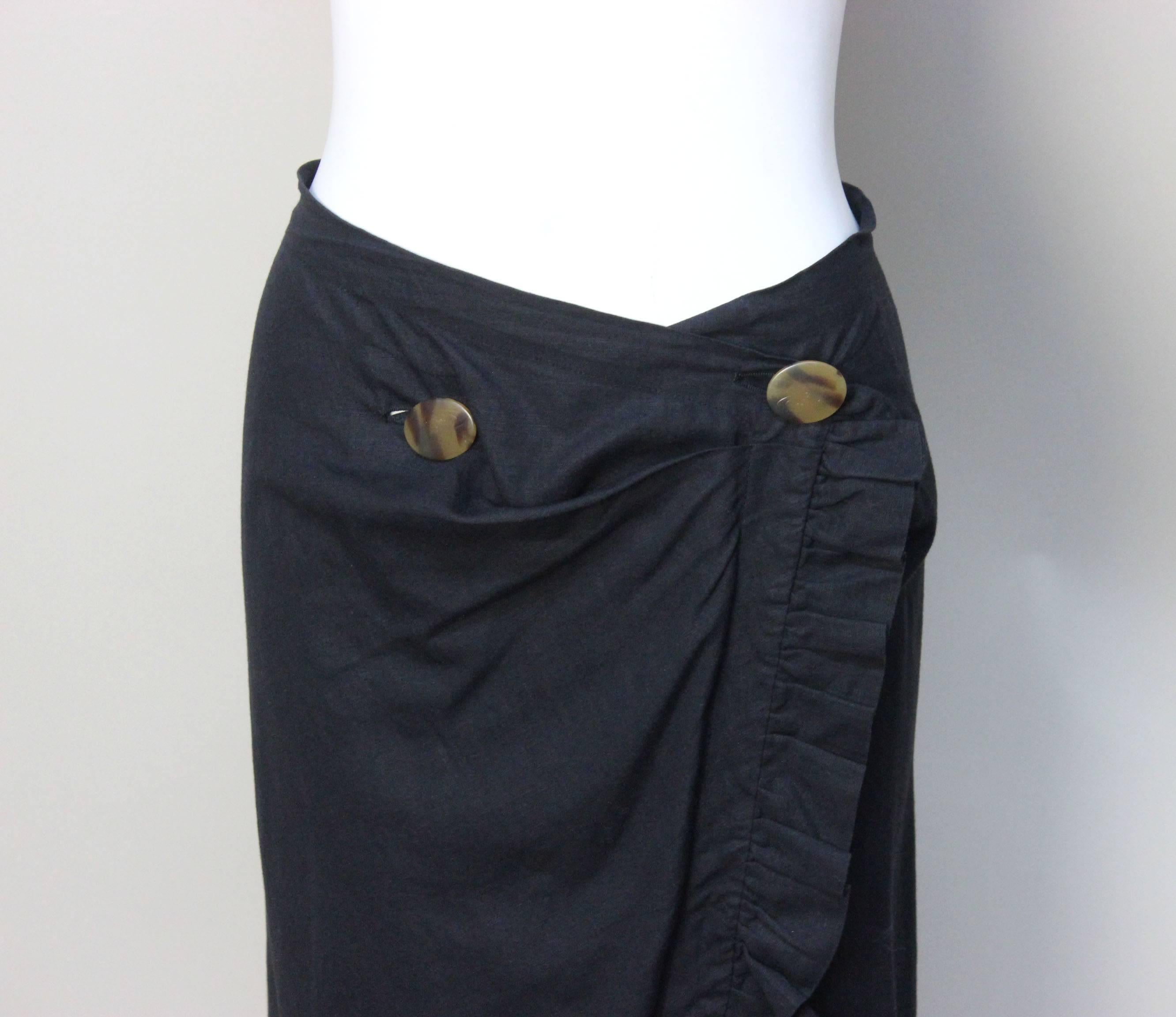 Vivienne Westwood Black Linen Draped Ruffle Skirt 1