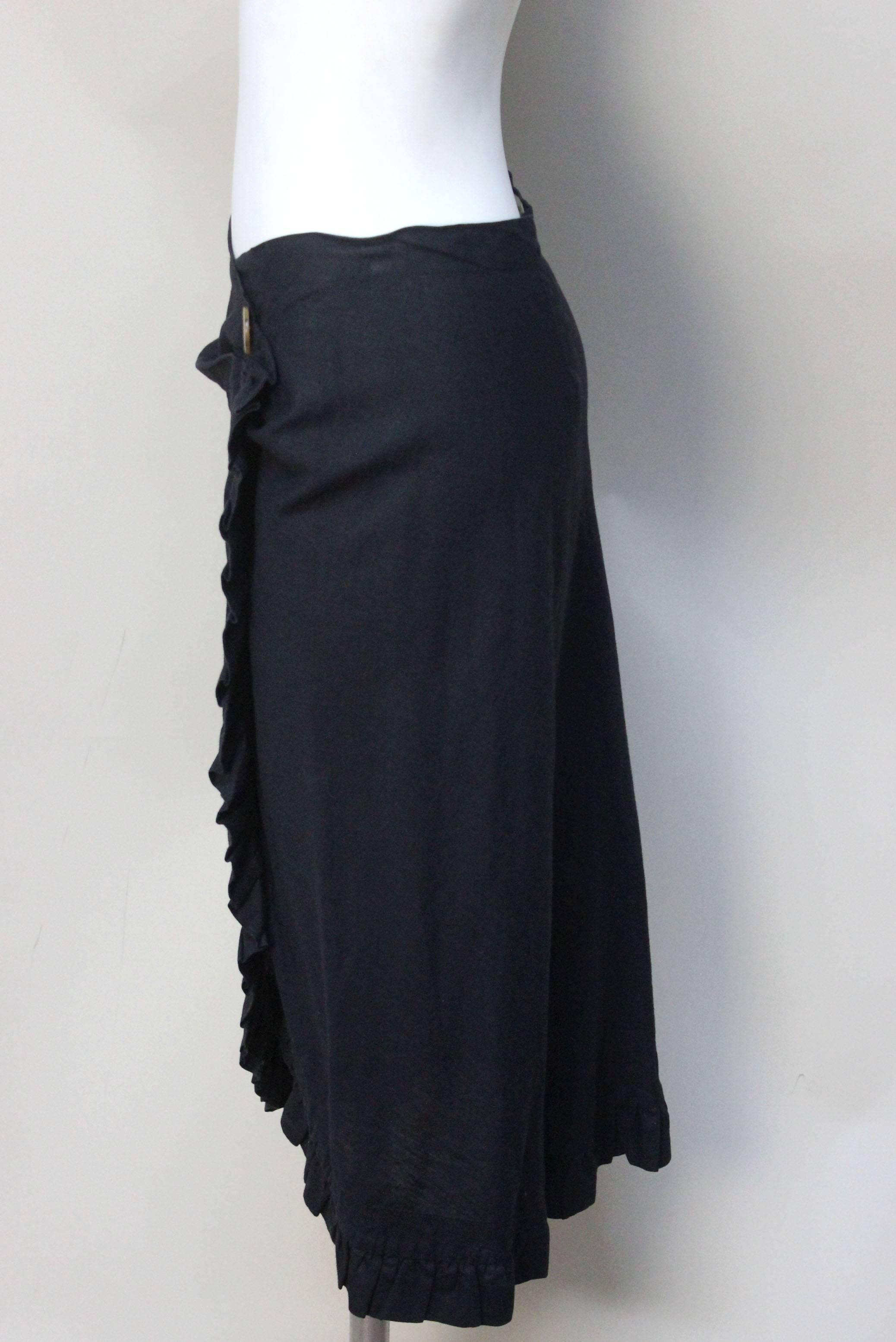 Women's Vivienne Westwood Black Linen Draped Ruffle Skirt