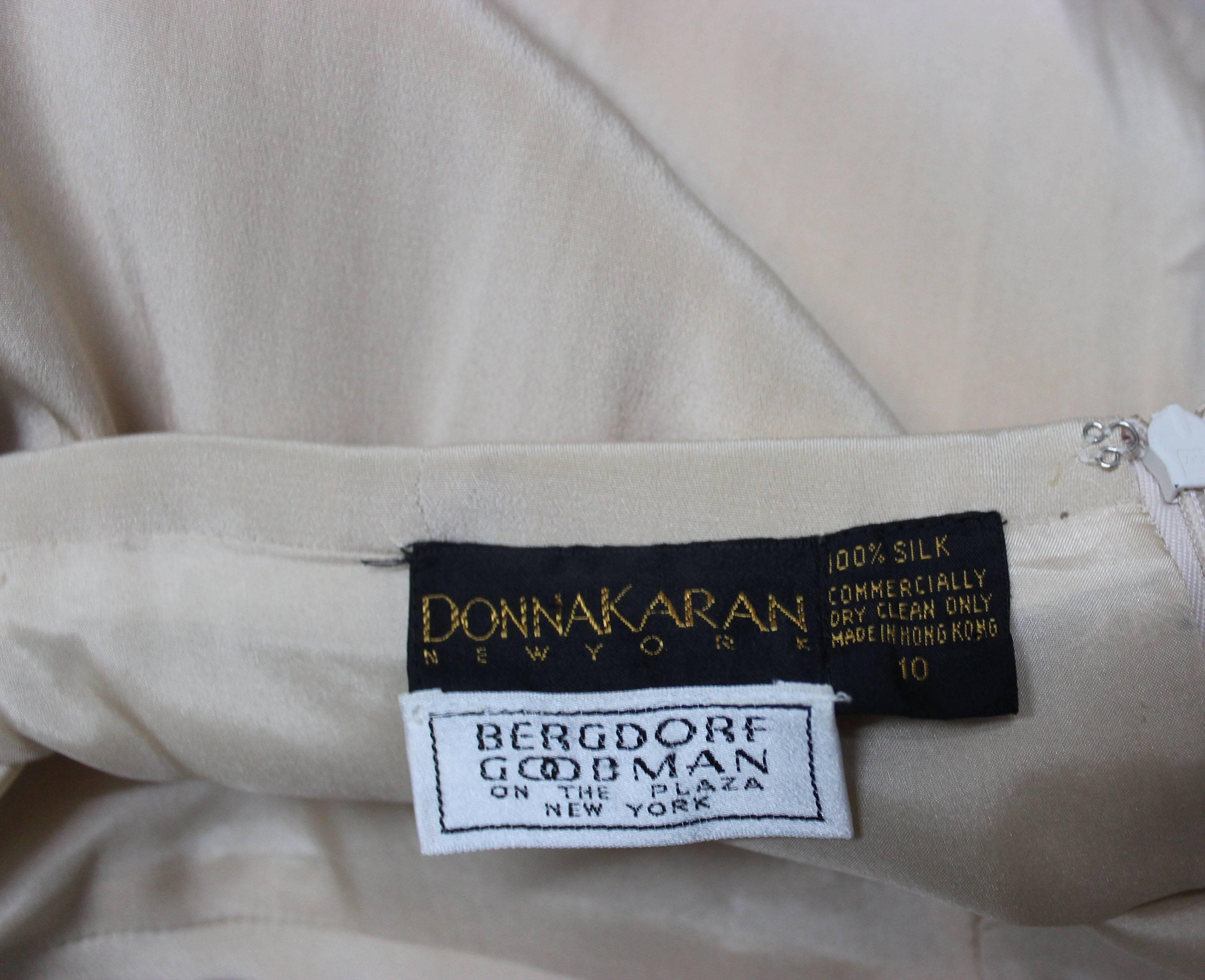 DKNY Bergdorf Goodman Champagne Silk Skirt For Sale 1