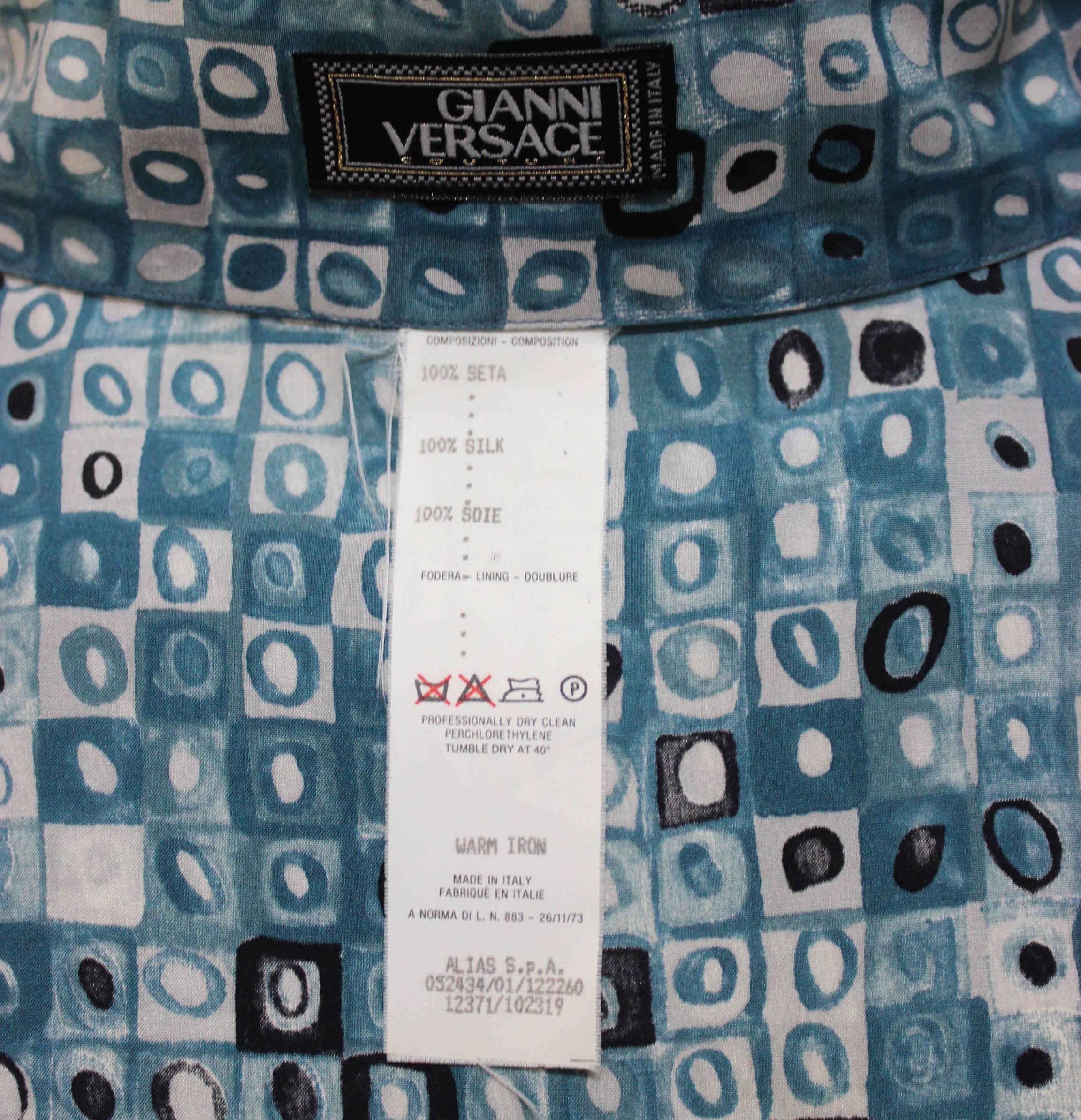 Mens Gianni Versace Couture Silk Portrait Shirt For Sale 1