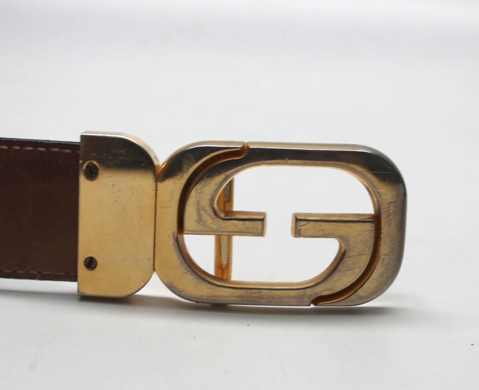 Women's or Men's 1970s Gucci Reversible Brown Belt