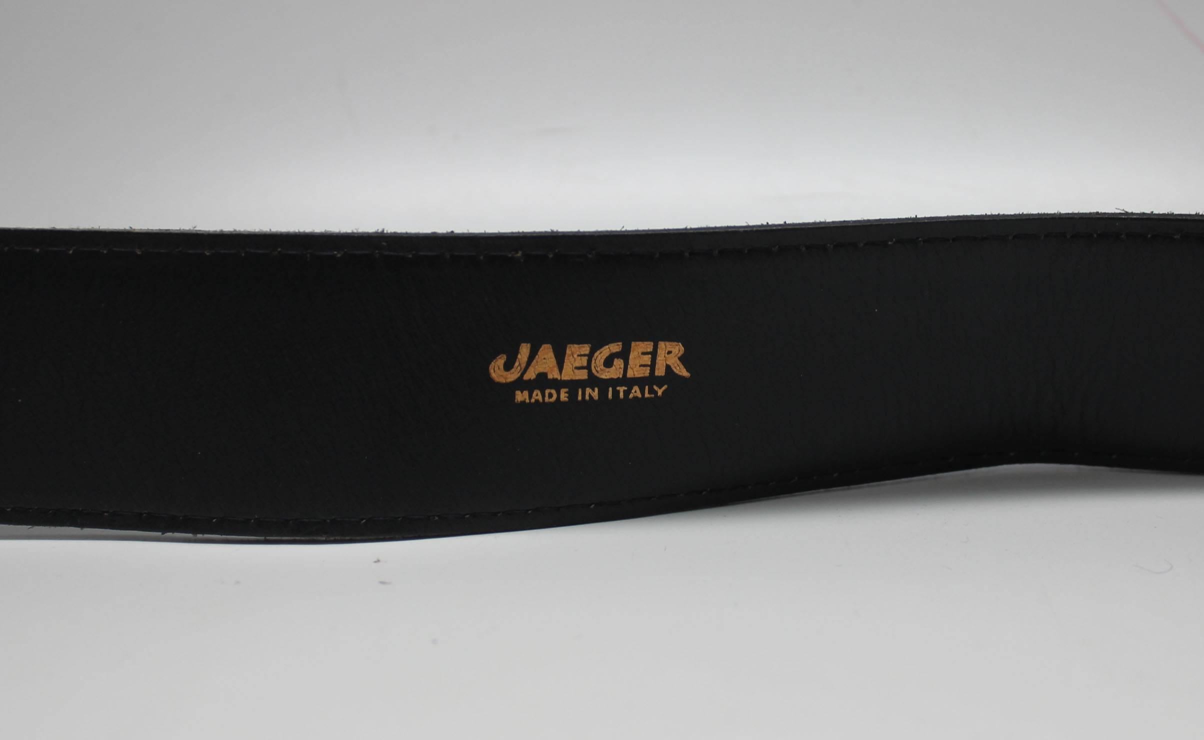 1970s Jaeger Suede/Leather Navy Belt with Gold Dragon Buckle 1