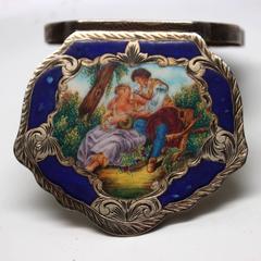 Vintage Sterling and Enamel Italian Compact Box, Francois Boucher, The Bird Cage