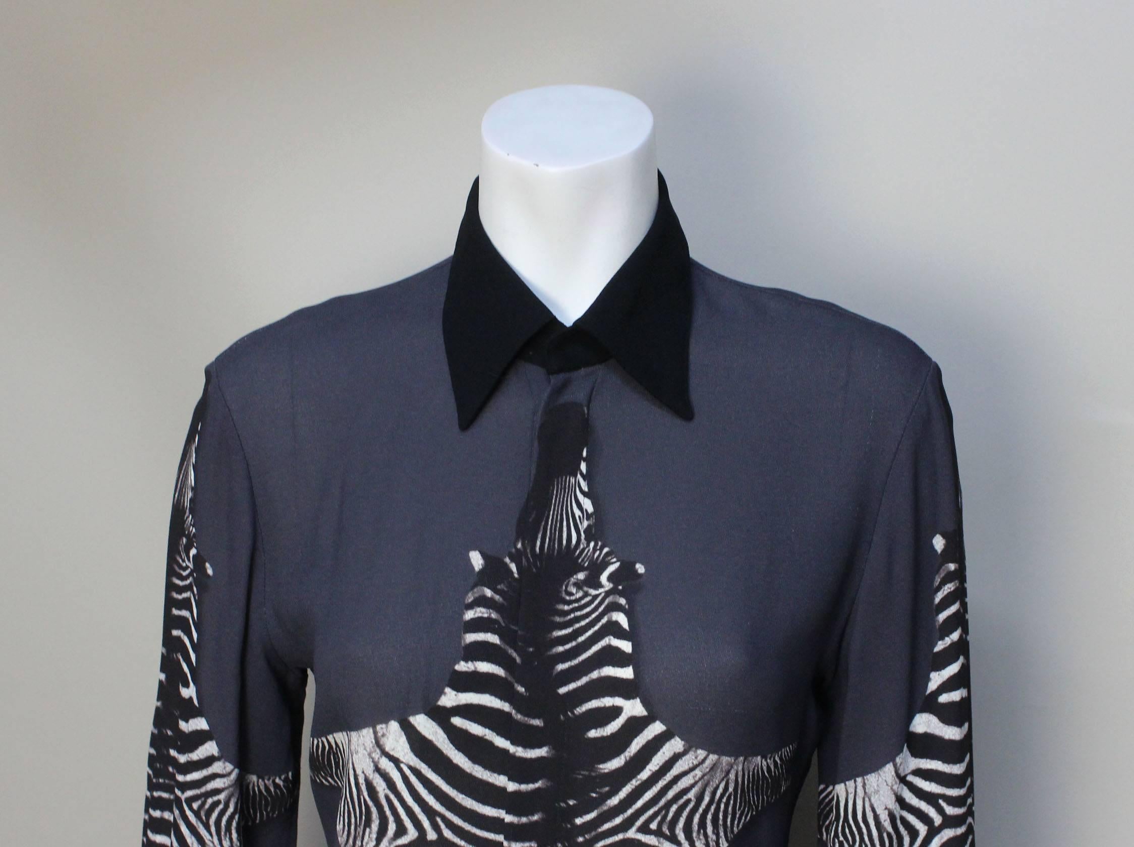 Women's or Men's Jean Paul Gaultier Sheer Blouse with Zebra Graphic For Sale