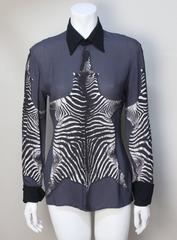 Jean Paul Gaultier Sheer Blouse with Zebra Graphic