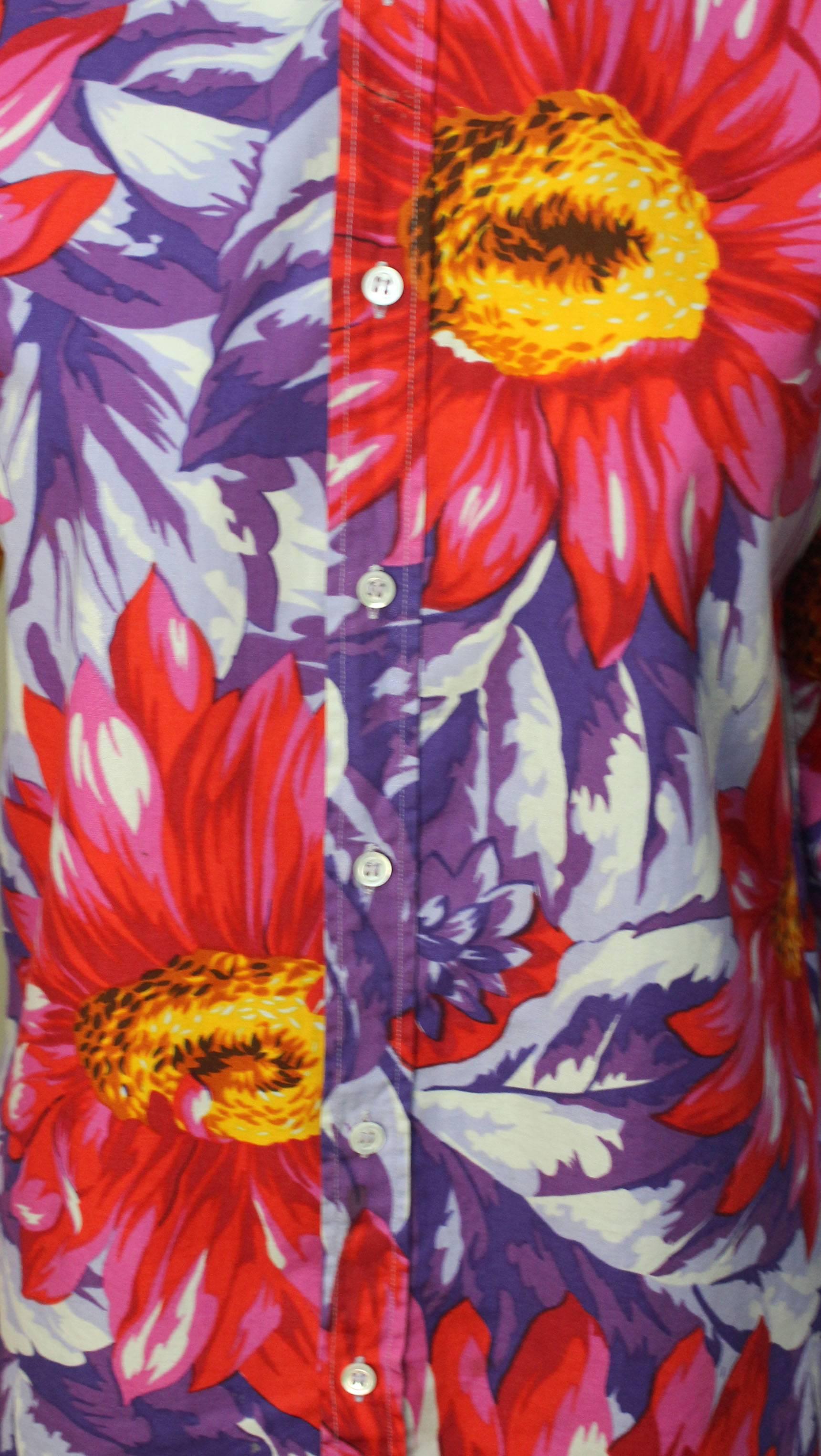 Dolce and Gabbana Bold Floral Print Blouse For Sale 2