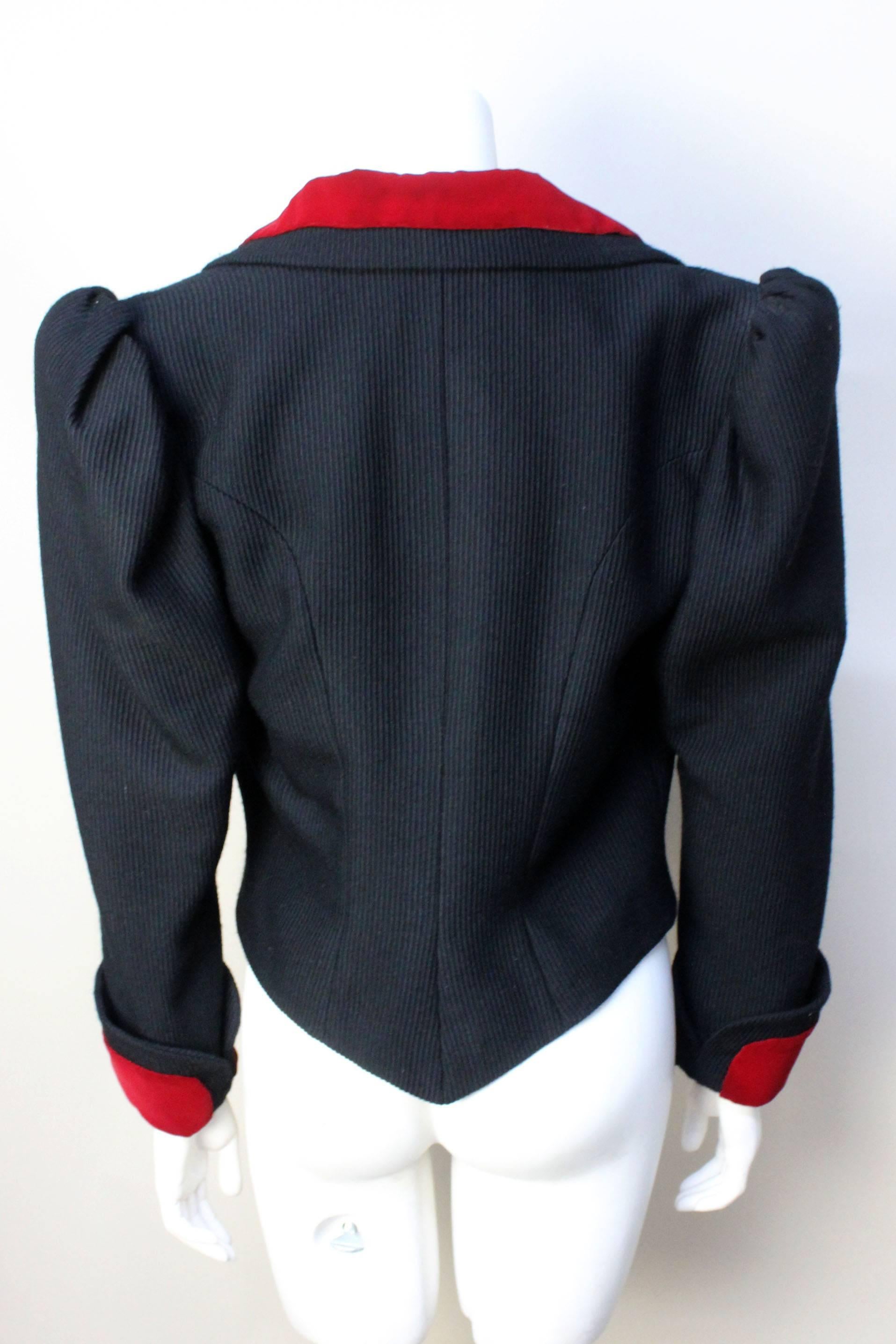 Diane Von Furstenburg Cropped Wool and Velvet Jacket In Excellent Condition For Sale In New York, NY