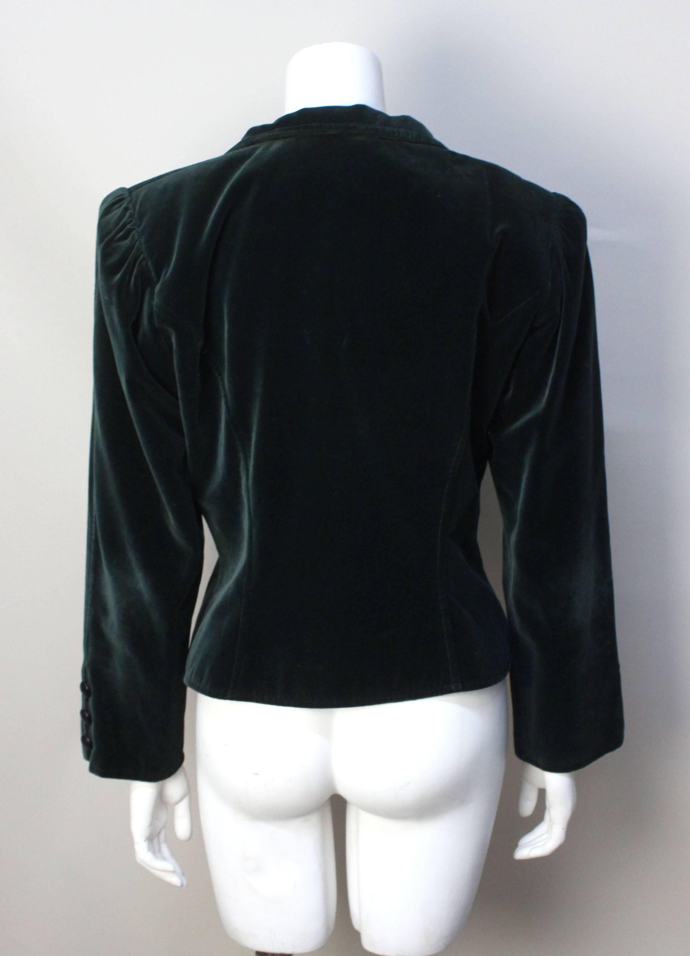 Women's Vintage Yves Saint Laurent Tyrolean Inspired Croped Velvet Jacket
