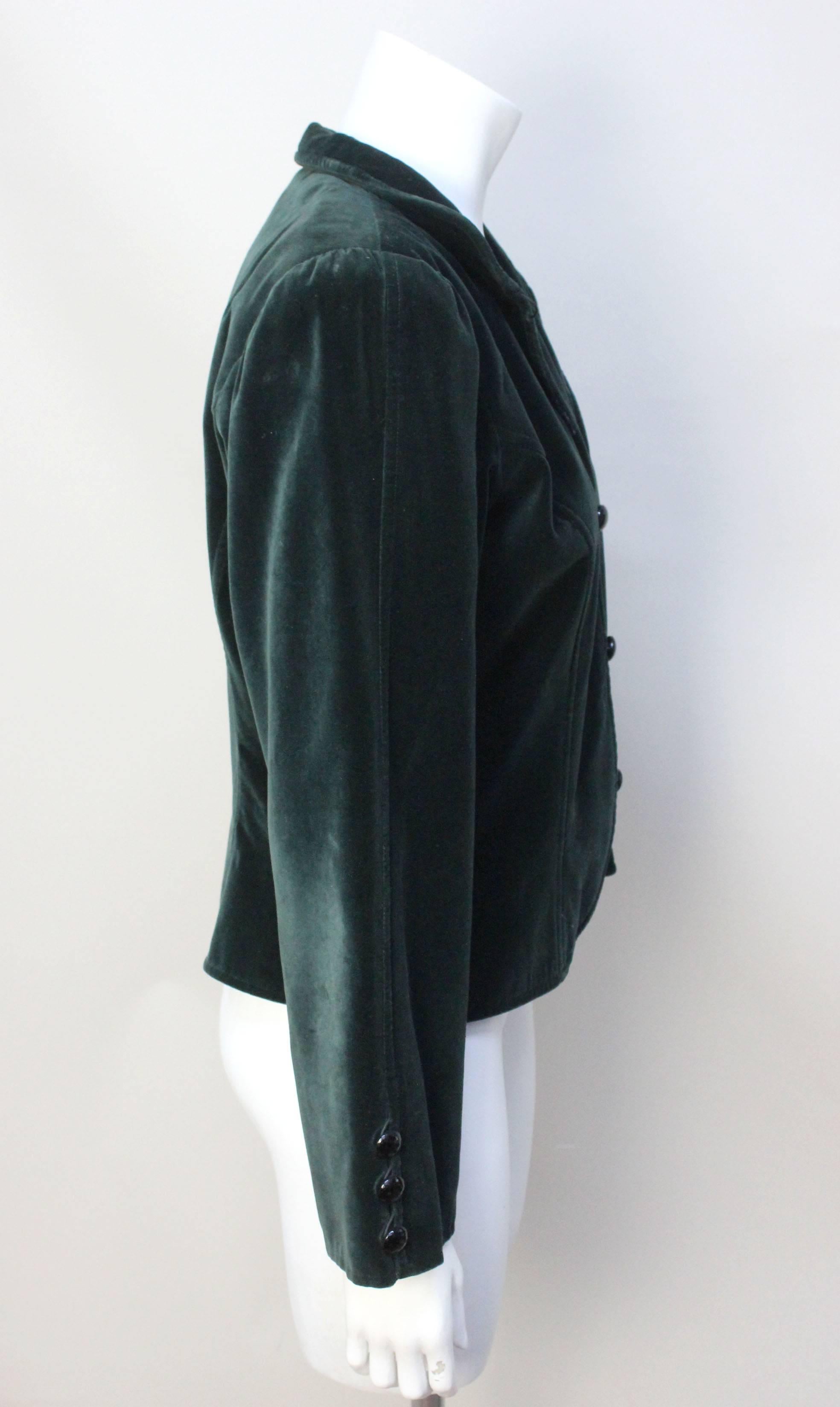 Vintage Yves Saint Laurent Tyrolean Inspired Croped Velvet Jacket In Excellent Condition In New York, NY