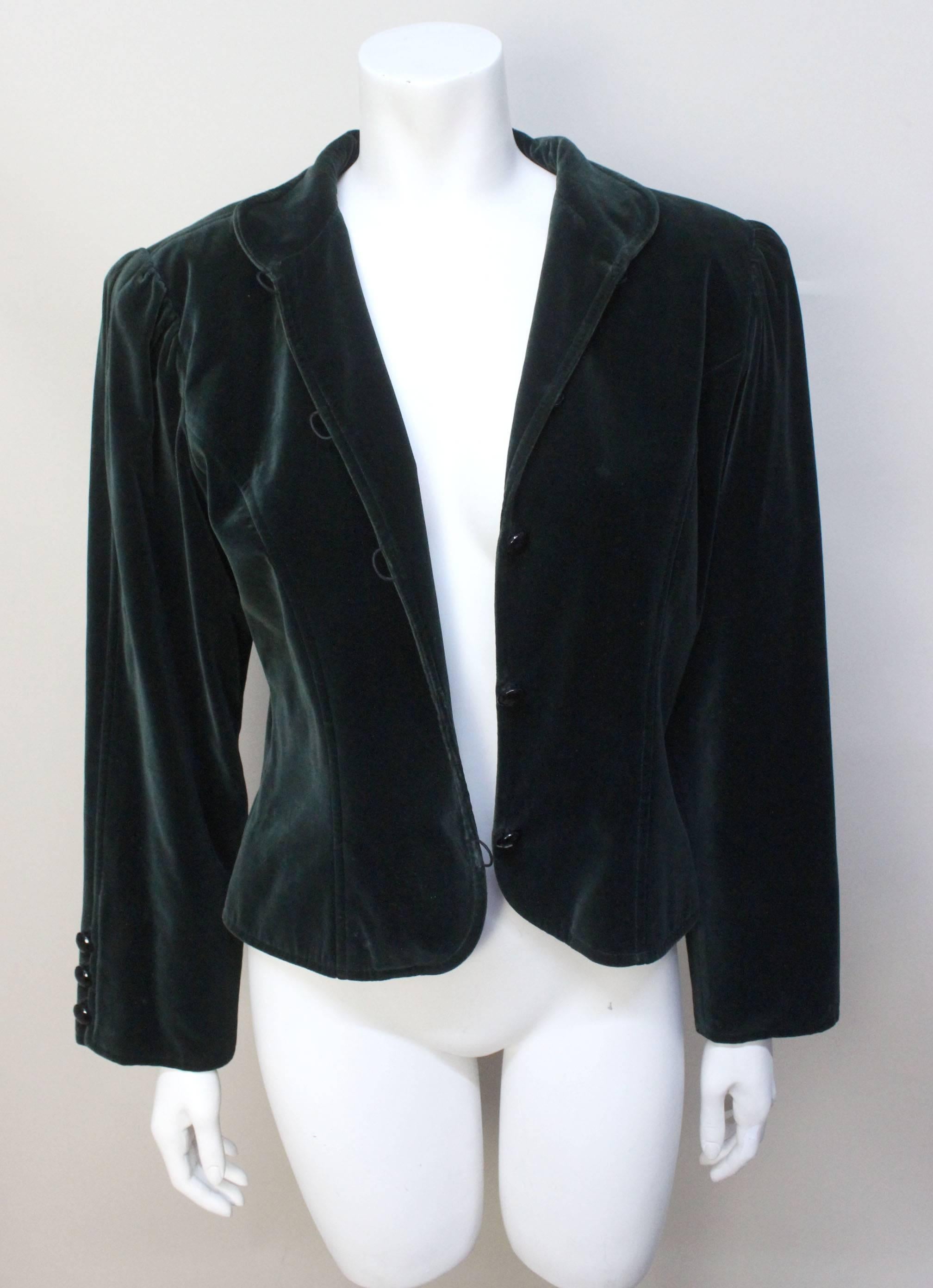Black Vintage Yves Saint Laurent Tyrolean Inspired Croped Velvet Jacket