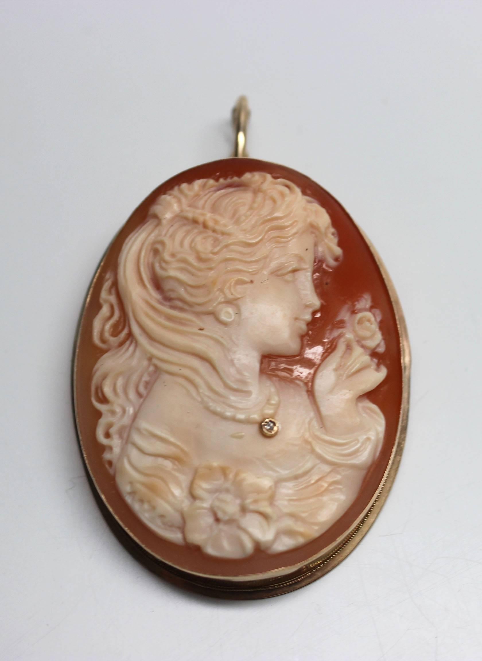 The Scognamiglio family name is synonymous with cameos. They opened a small factory in 1857 in Italy and the fine art of cameo and coral carving has been passed down in the family for six generations. This cameo dates from the 1970's, it is
