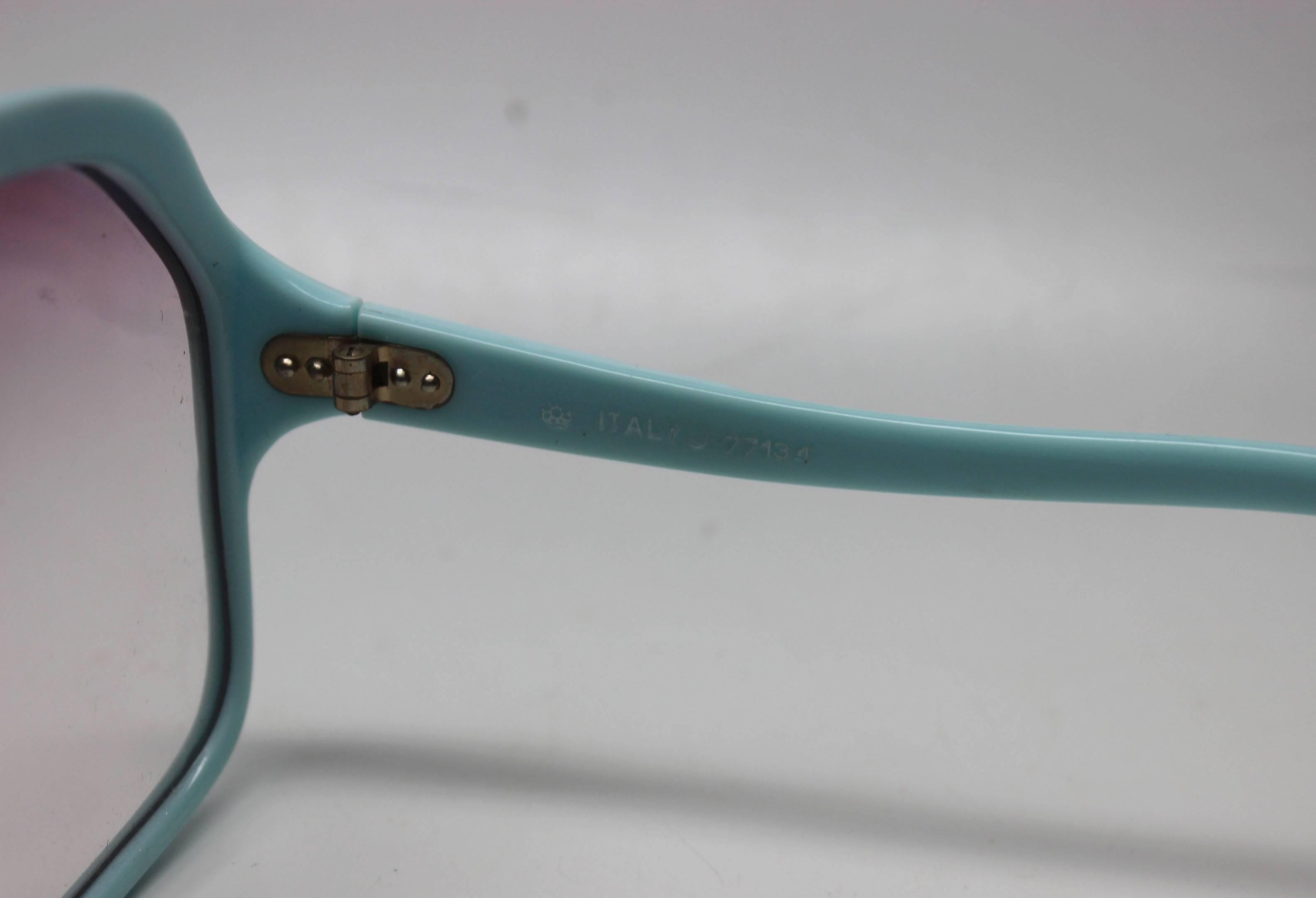 1970s Deadstock Light Blue Sunglasses Made in Italy For Sale 1