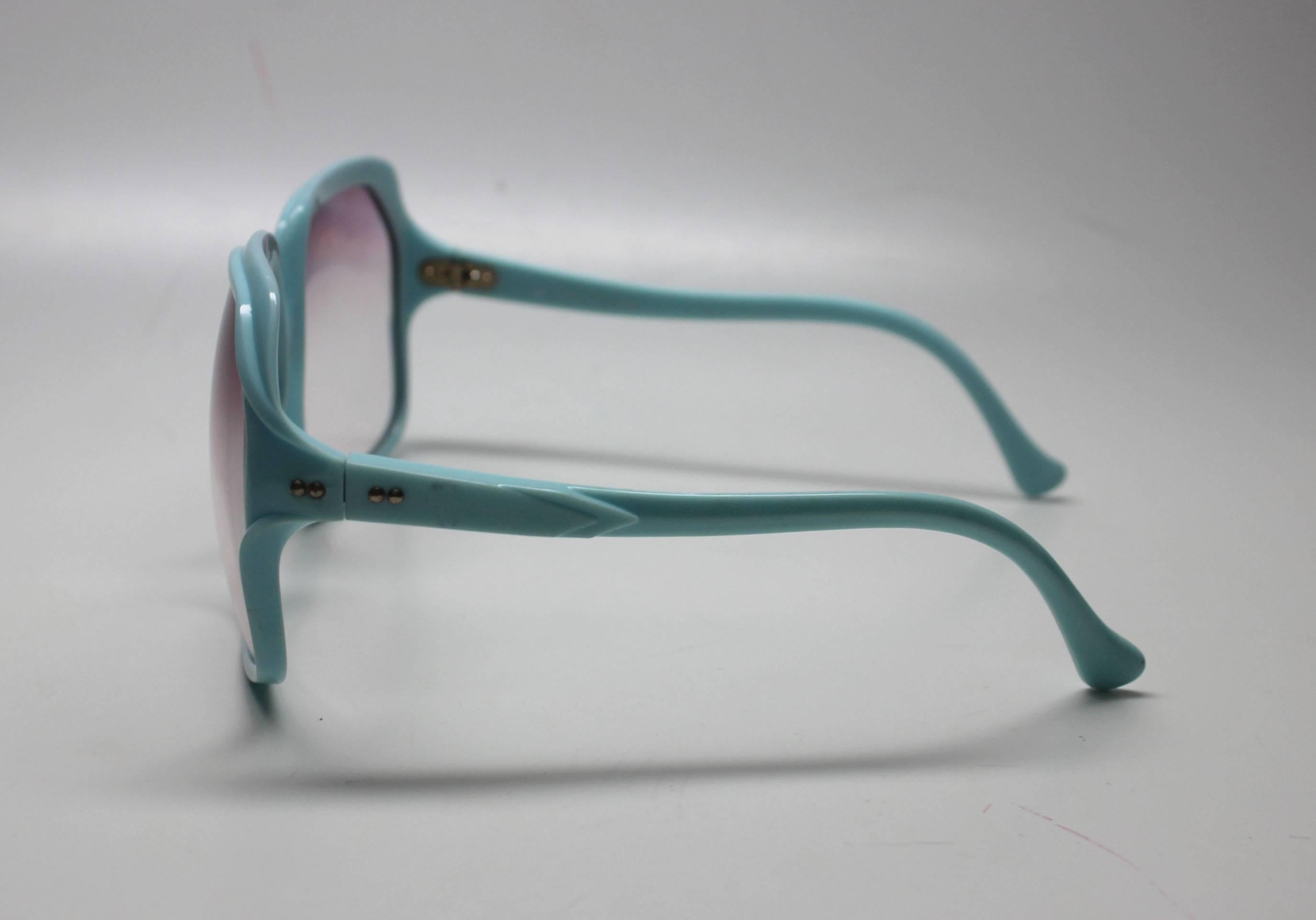 Women's 1970s Deadstock Light Blue Sunglasses Made in Italy For Sale