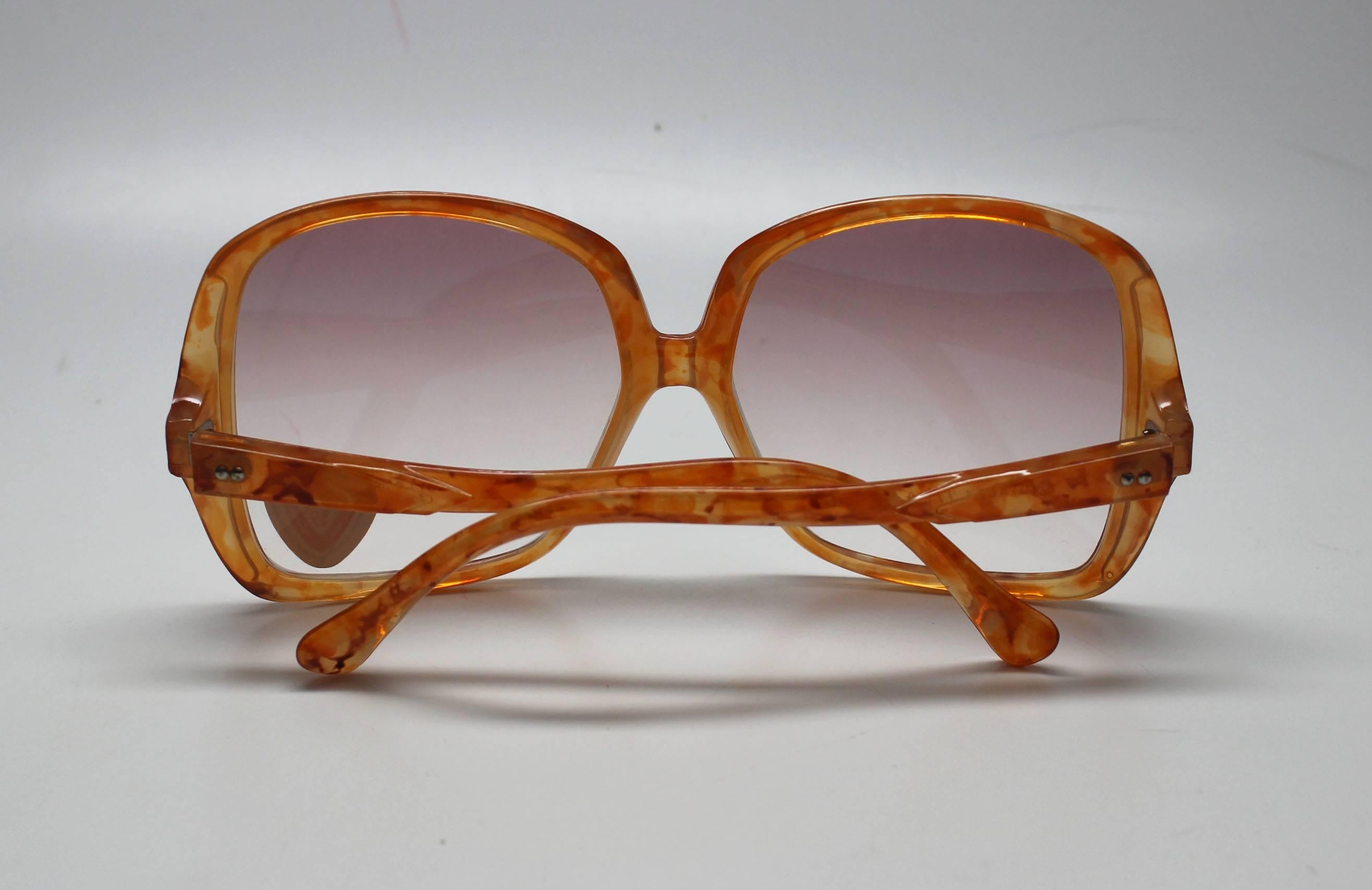1970s Deadstock Orange Sunglasses Made in Italy For Sale 1