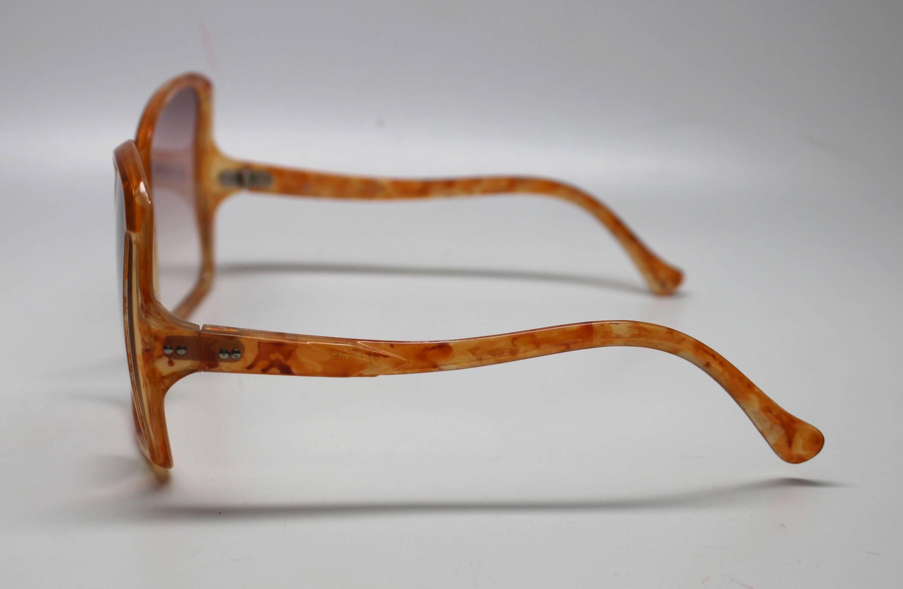 Women's or Men's 1970s Deadstock Orange Sunglasses Made in Italy For Sale