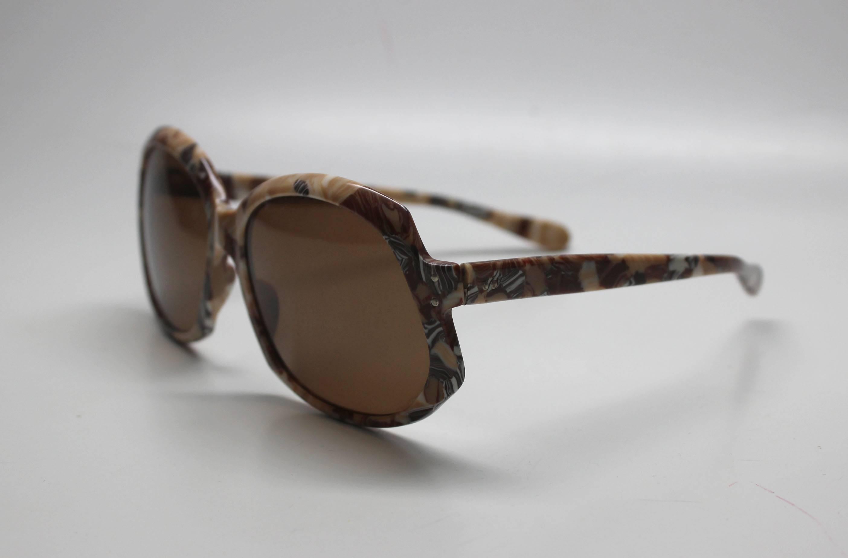 Brown 1970s Deadstock St. Larel Sunglasses Made in France For Sale
