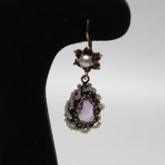 Victorian 14k Gold, Amethyst, and Pearl Teardrop Earrings