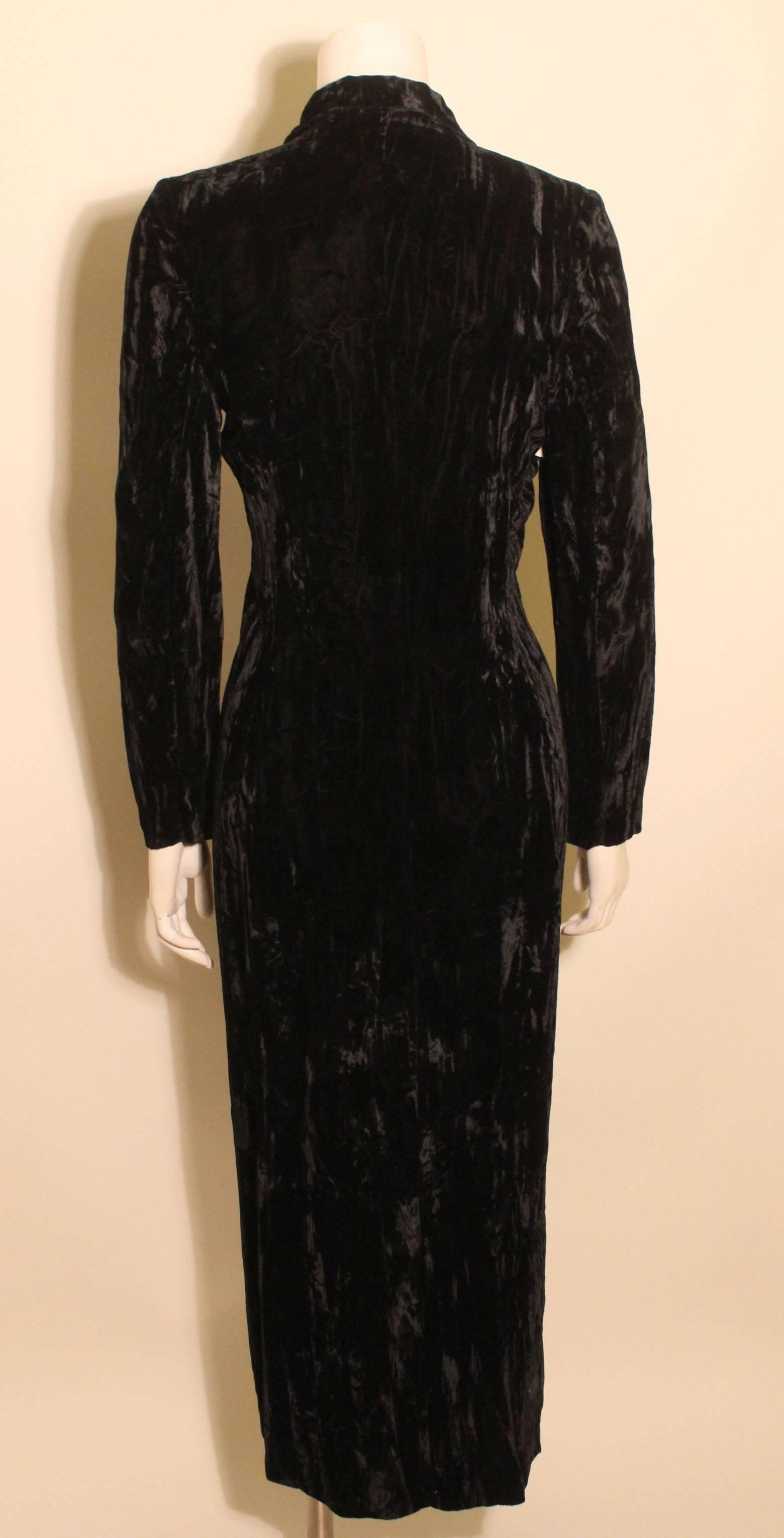 Black 1980s Betsey Johnson Punk Label Long Velvet Dress For Sale