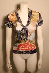 Christian LaCroix Silk Photoprint Bow Blouse