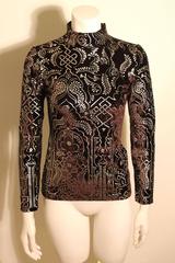 Joseph Tricot Silver Embossed Velvet Evening Top