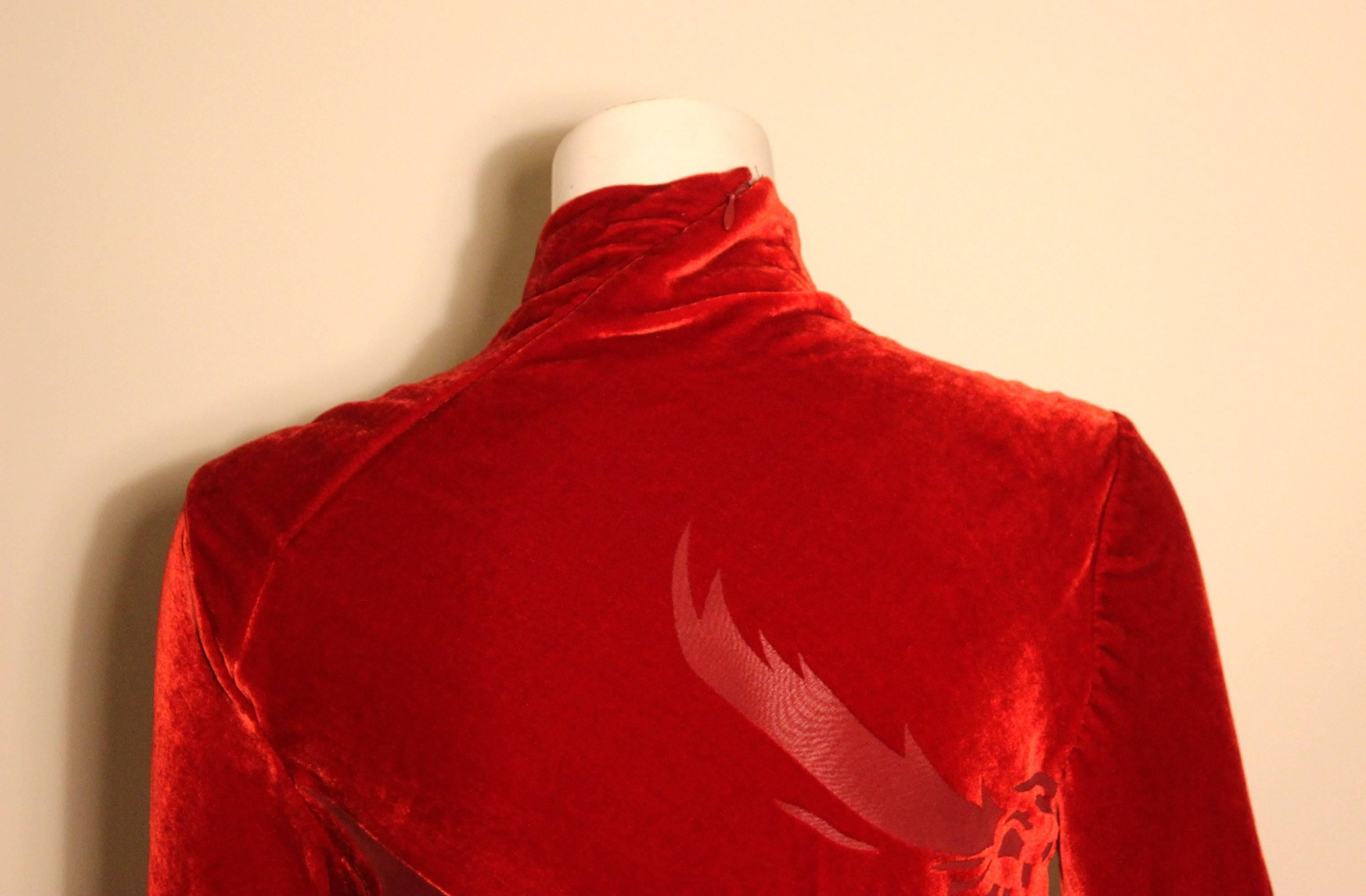 Martine Sitbon Vintage Long Red Velvet Dress 1