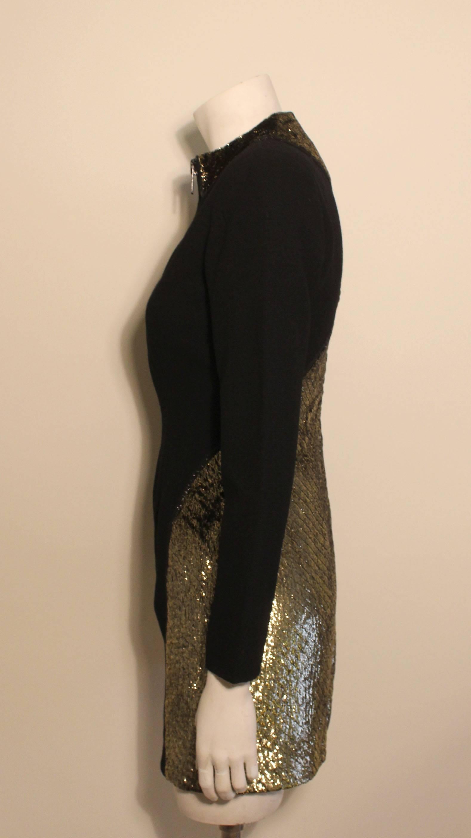 Black Geoffrey Beene 1980s Wool and Gold Metallic Tunic/Dress For Sale