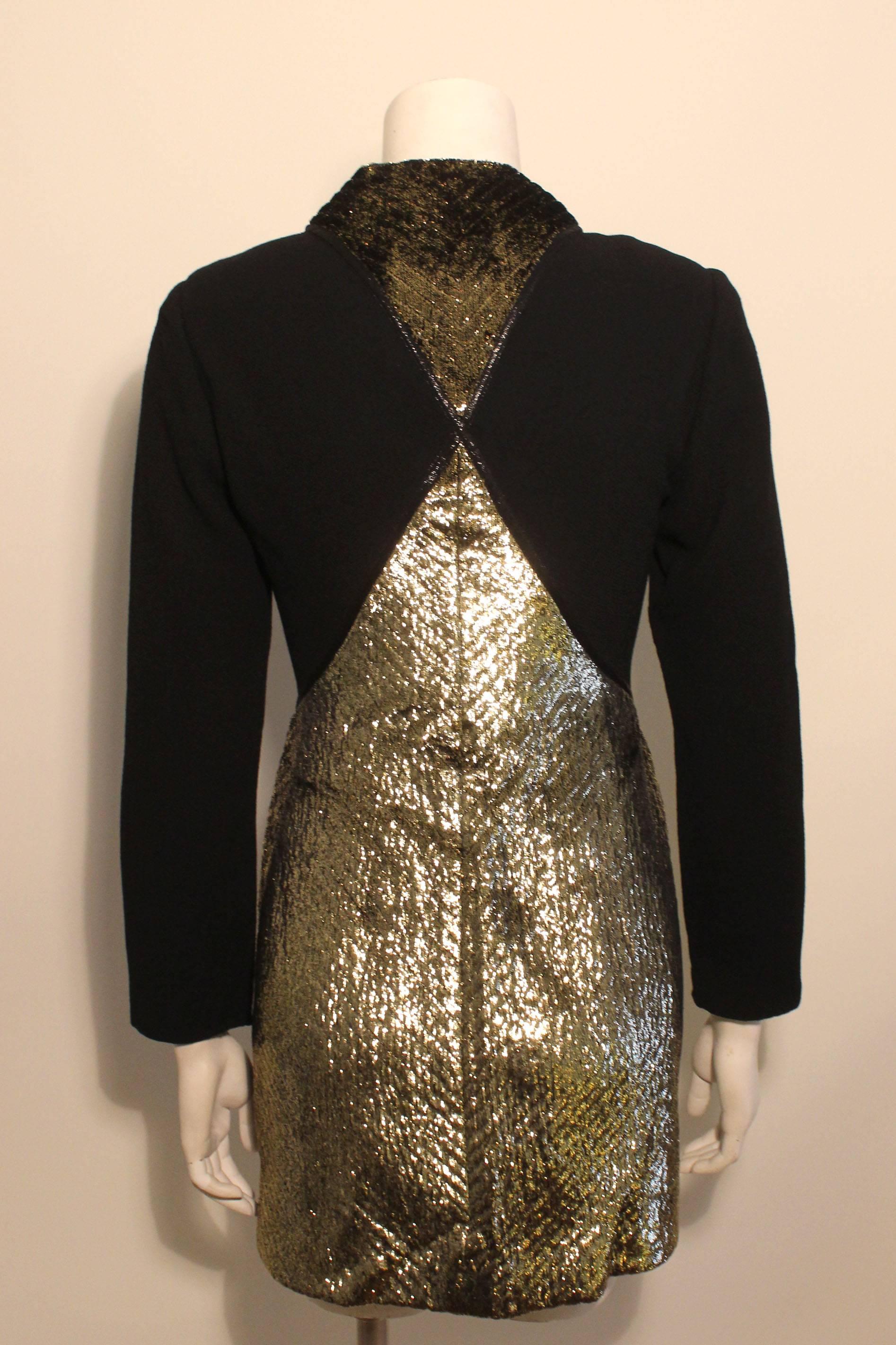Geoffrey Beene 1980s Wool and Gold Metallic Tunic/Dress In Excellent Condition For Sale In New York, NY