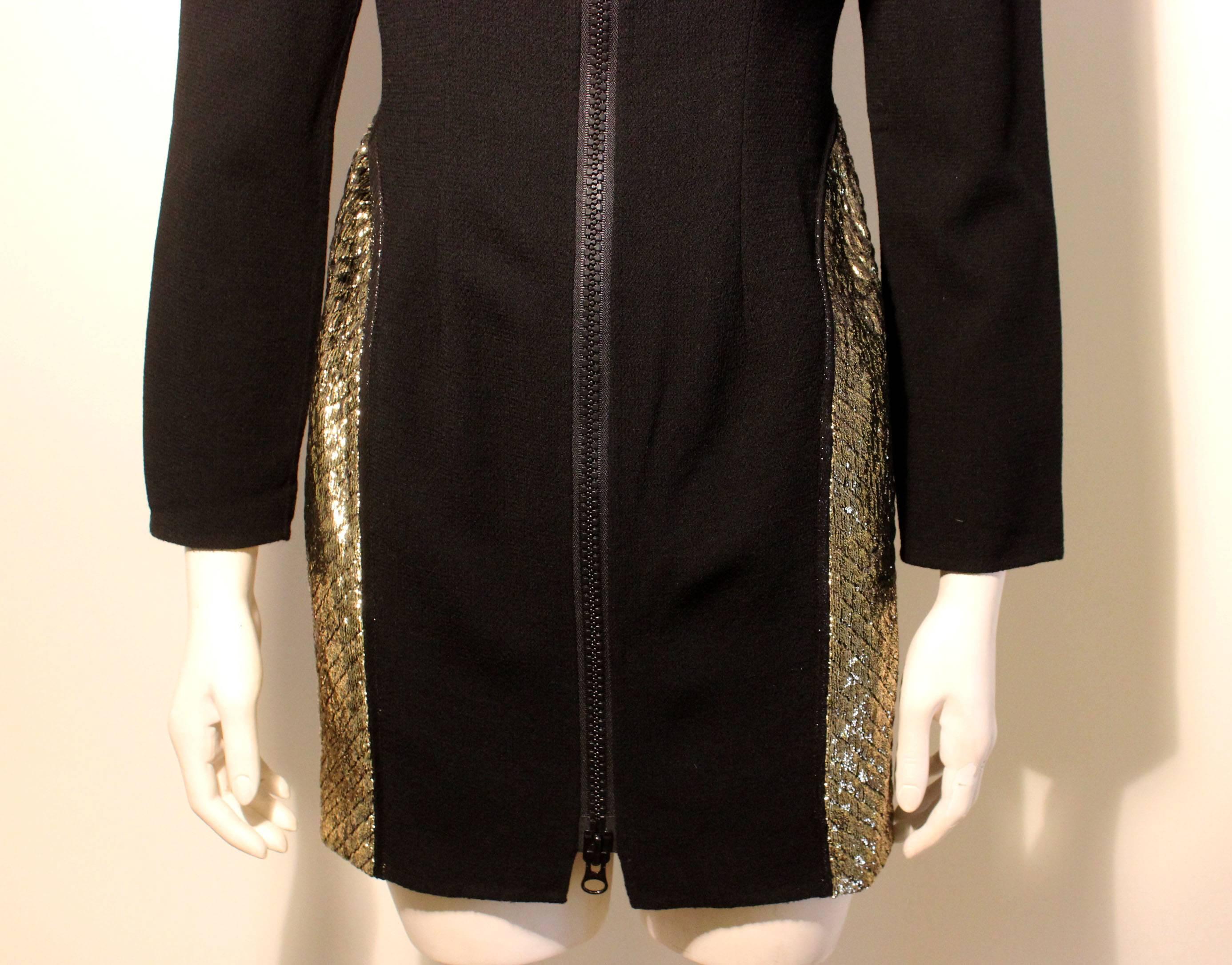Geoffrey Beene 1980s Wool and Gold Metallic Tunic/Dress For Sale 1