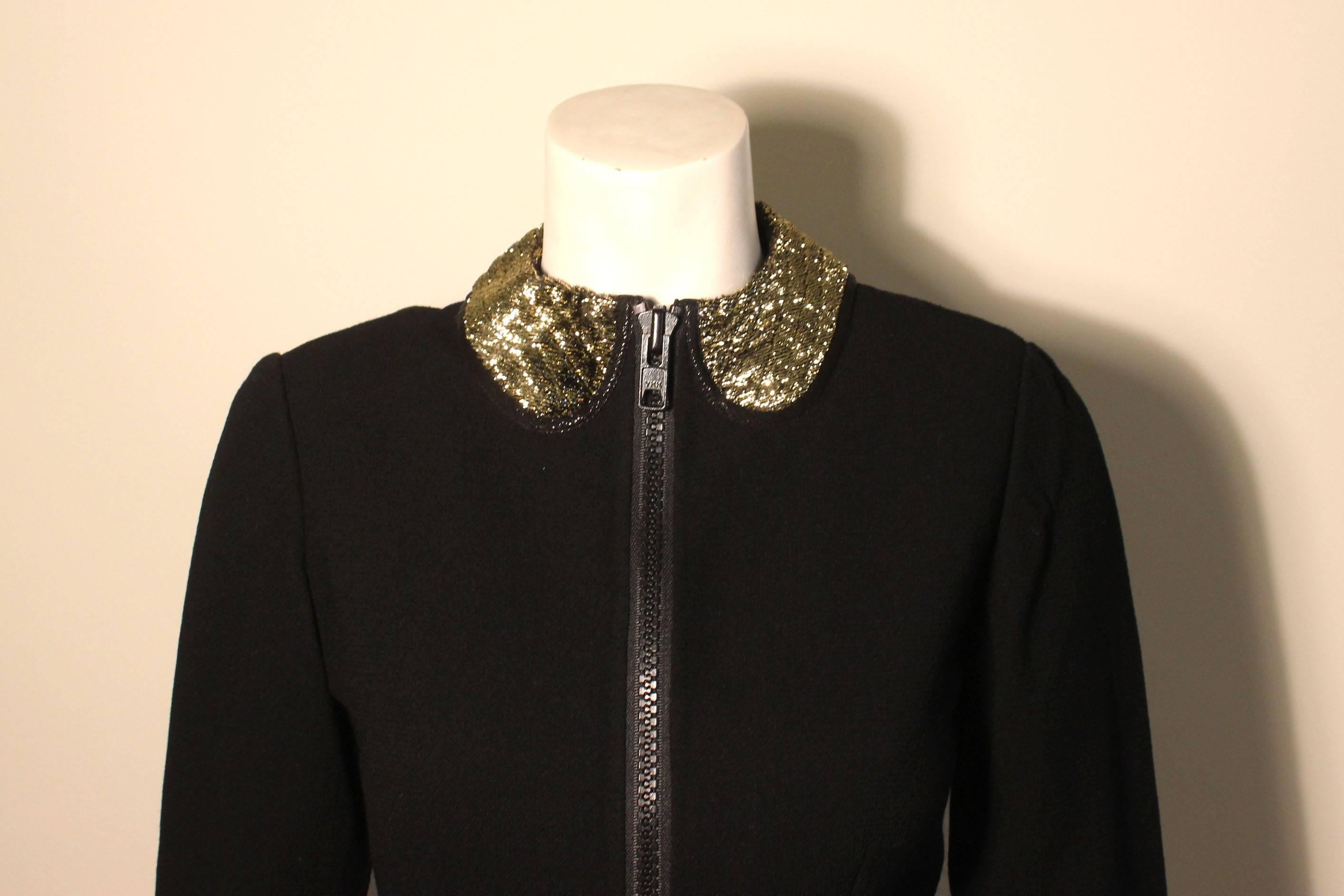 Women's Geoffrey Beene 1980s Wool and Gold Metallic Tunic/Dress For Sale