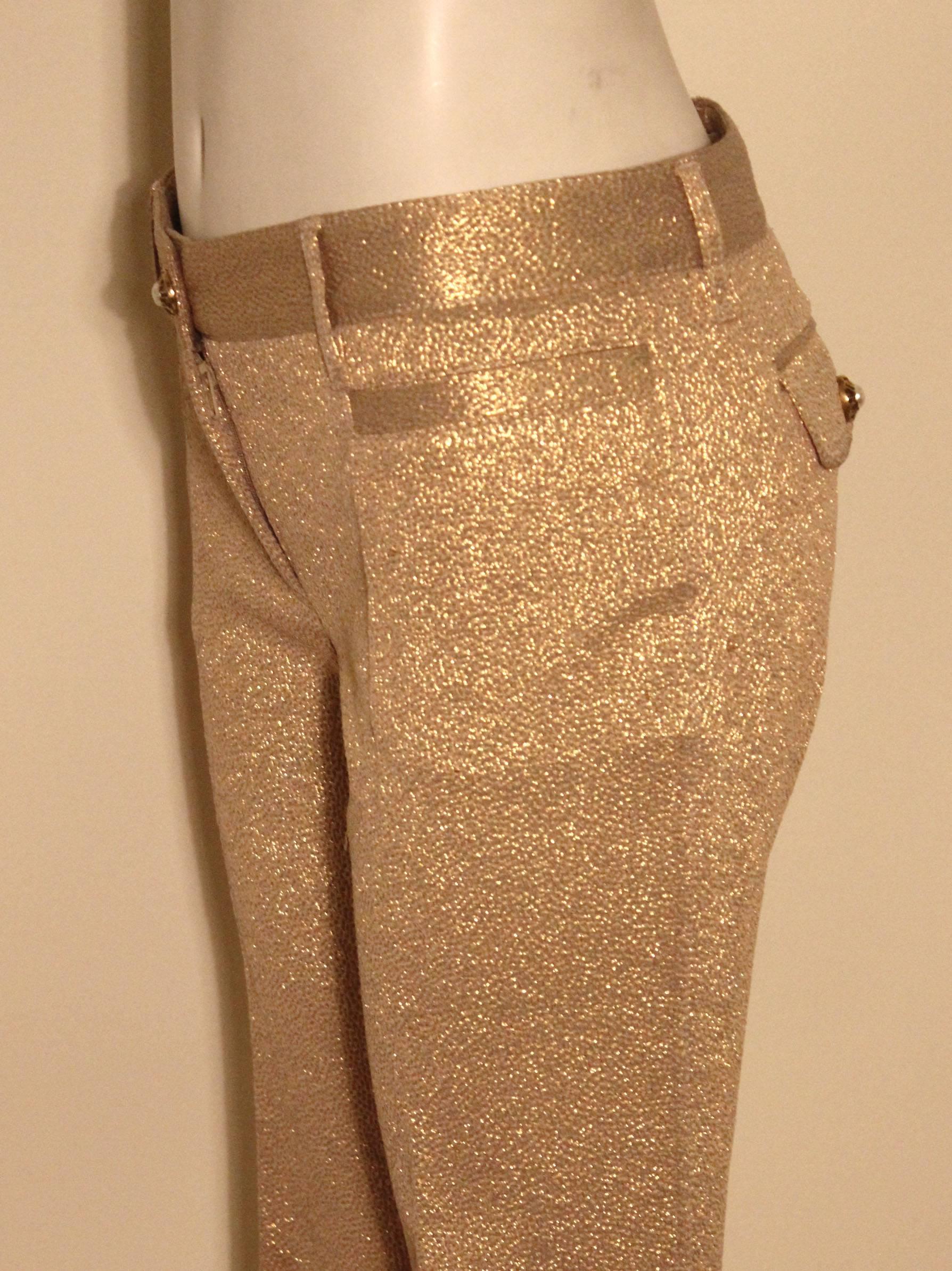Dolce & Gabbana Metallic Gold Pant Suit For Sale 4