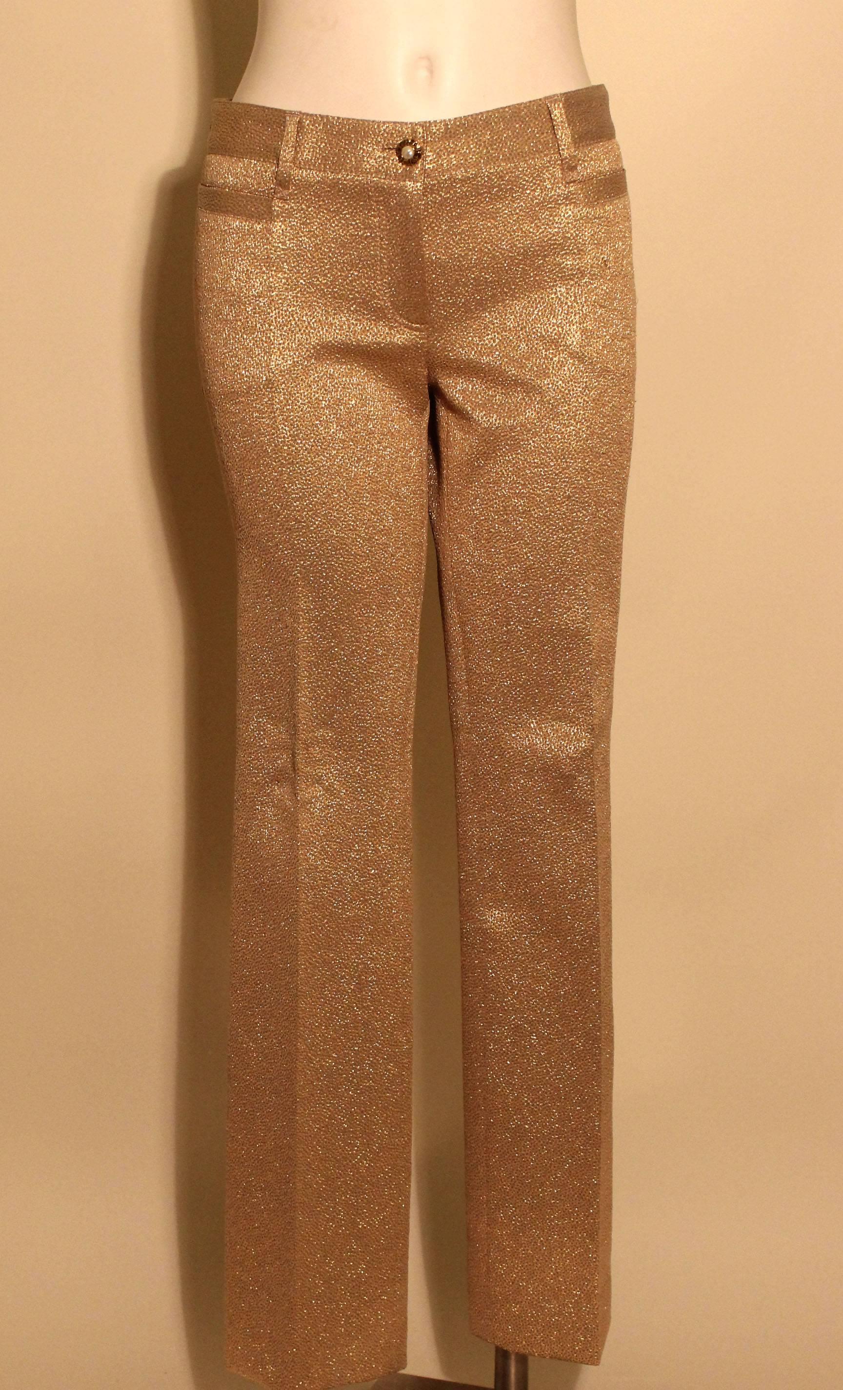 Dolce & Gabbana Metallic Gold Pant Suit For Sale 3