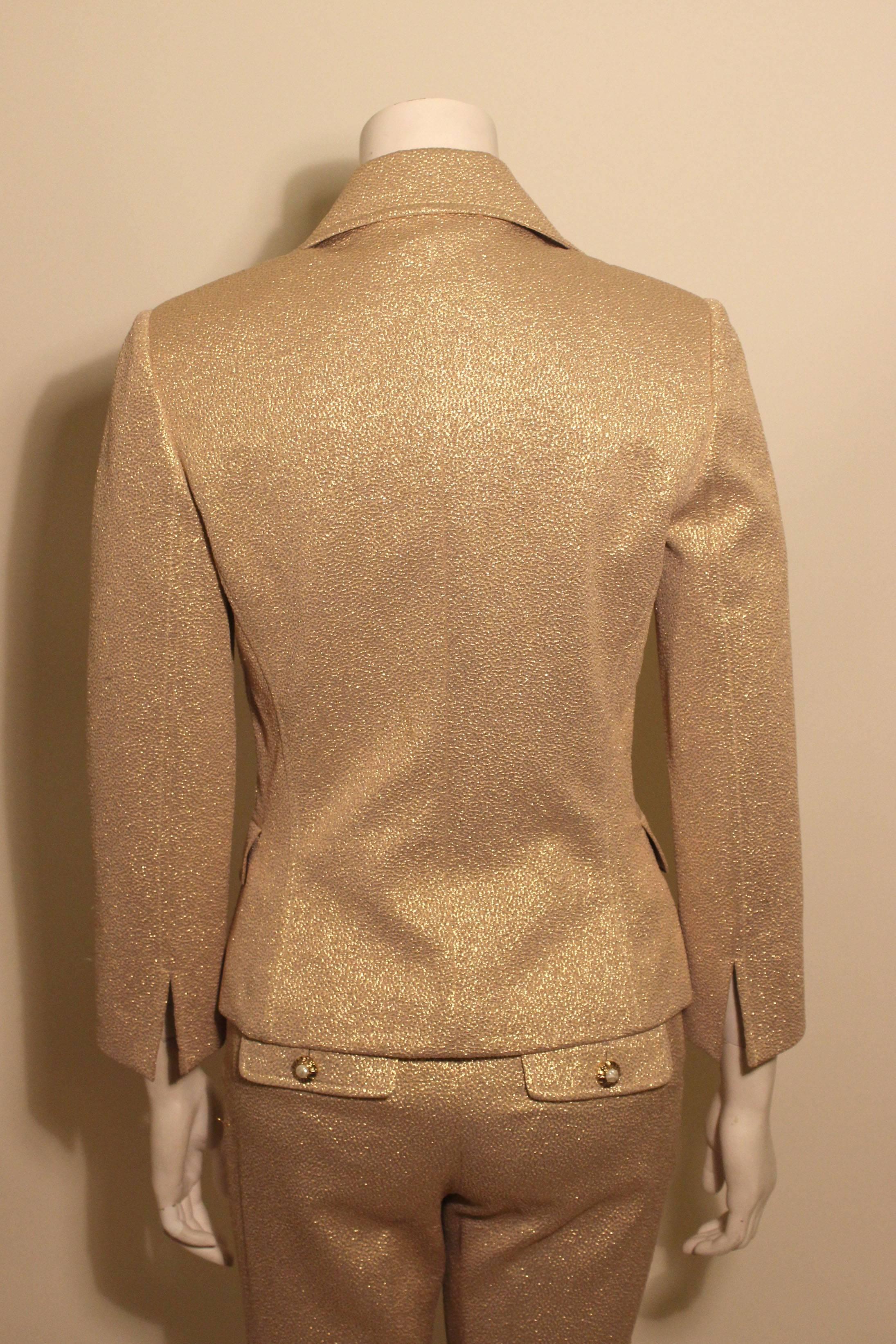 Dolce & Gabbana Metallic Gold Pant Suit For Sale 2