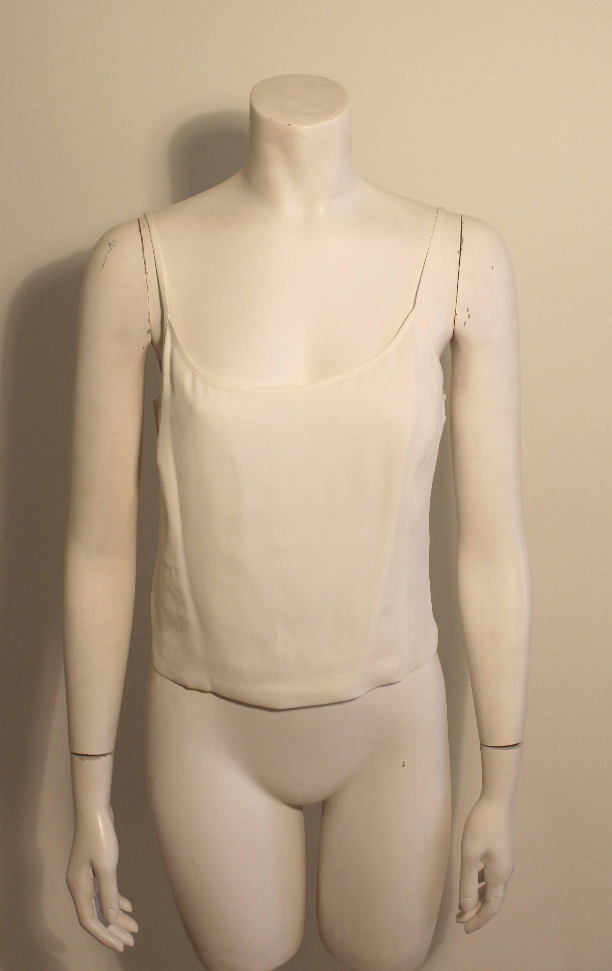 Beige Gianfranco Ferre 2 Piece Creme Sheer Silk Blouse with Camisole