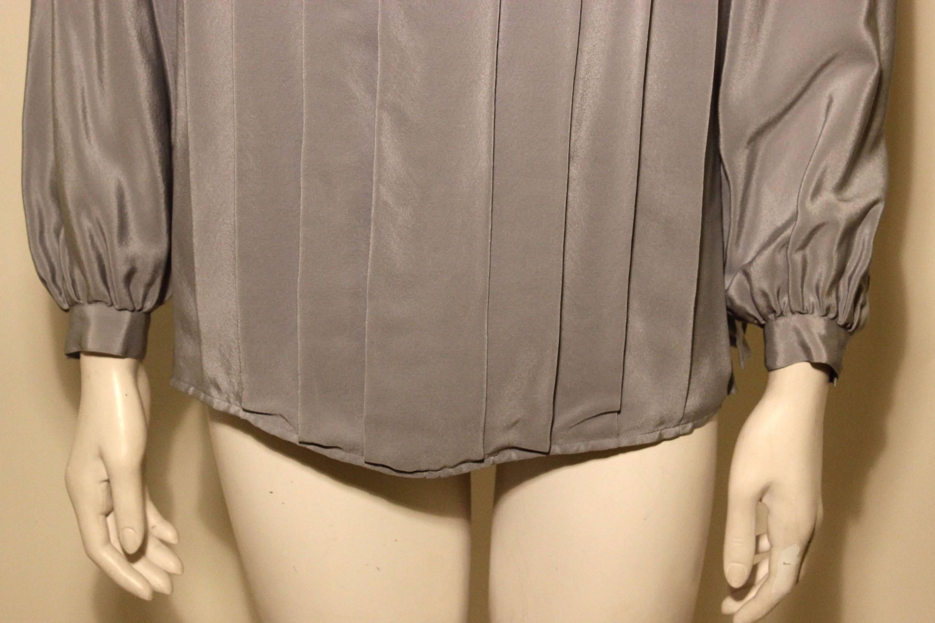Women's Vintage Basile Grey Pleated Blouse