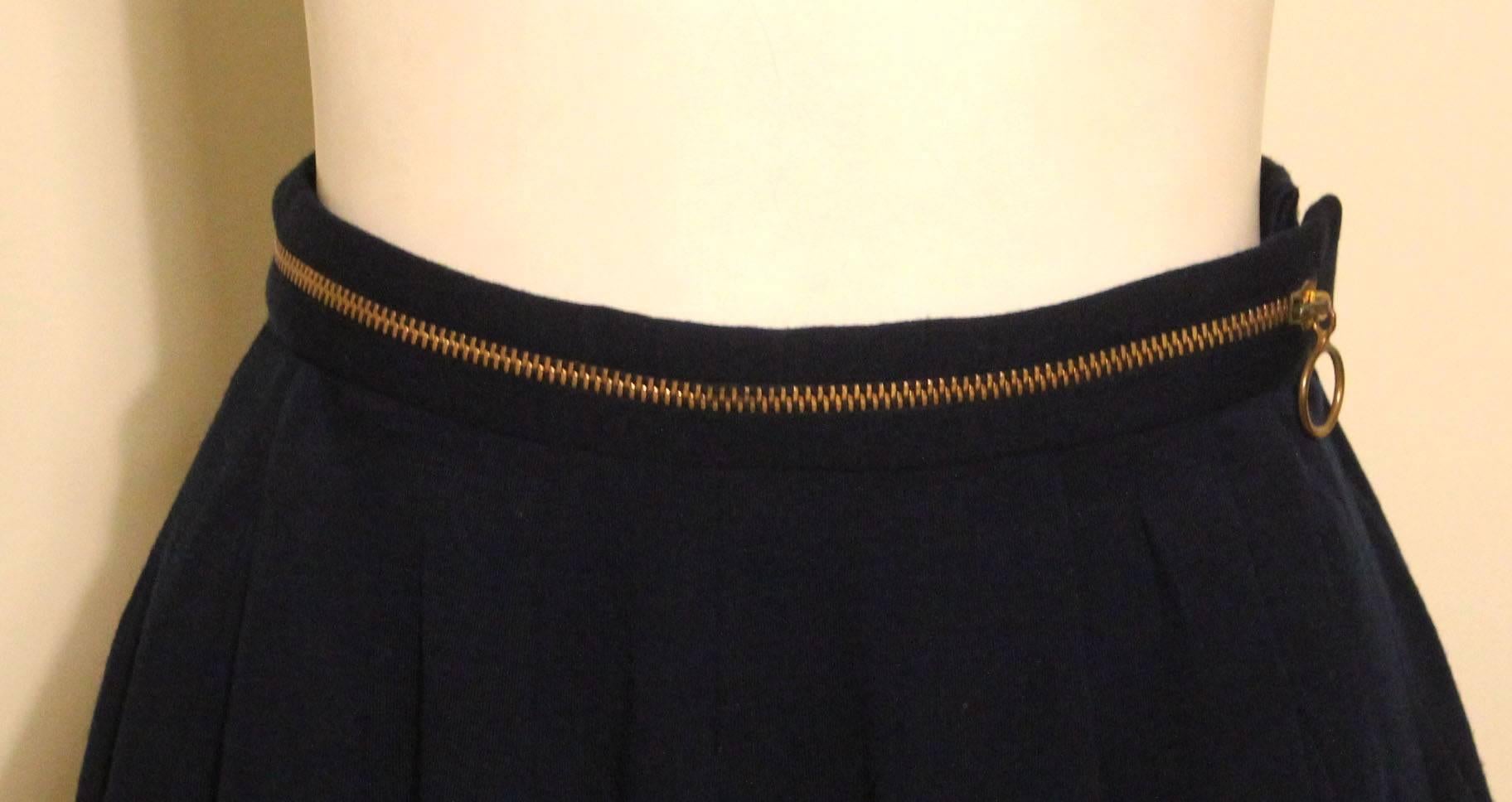 Women's Vintage Navy Geoffrey Beene Skirt with Zipper Waistband