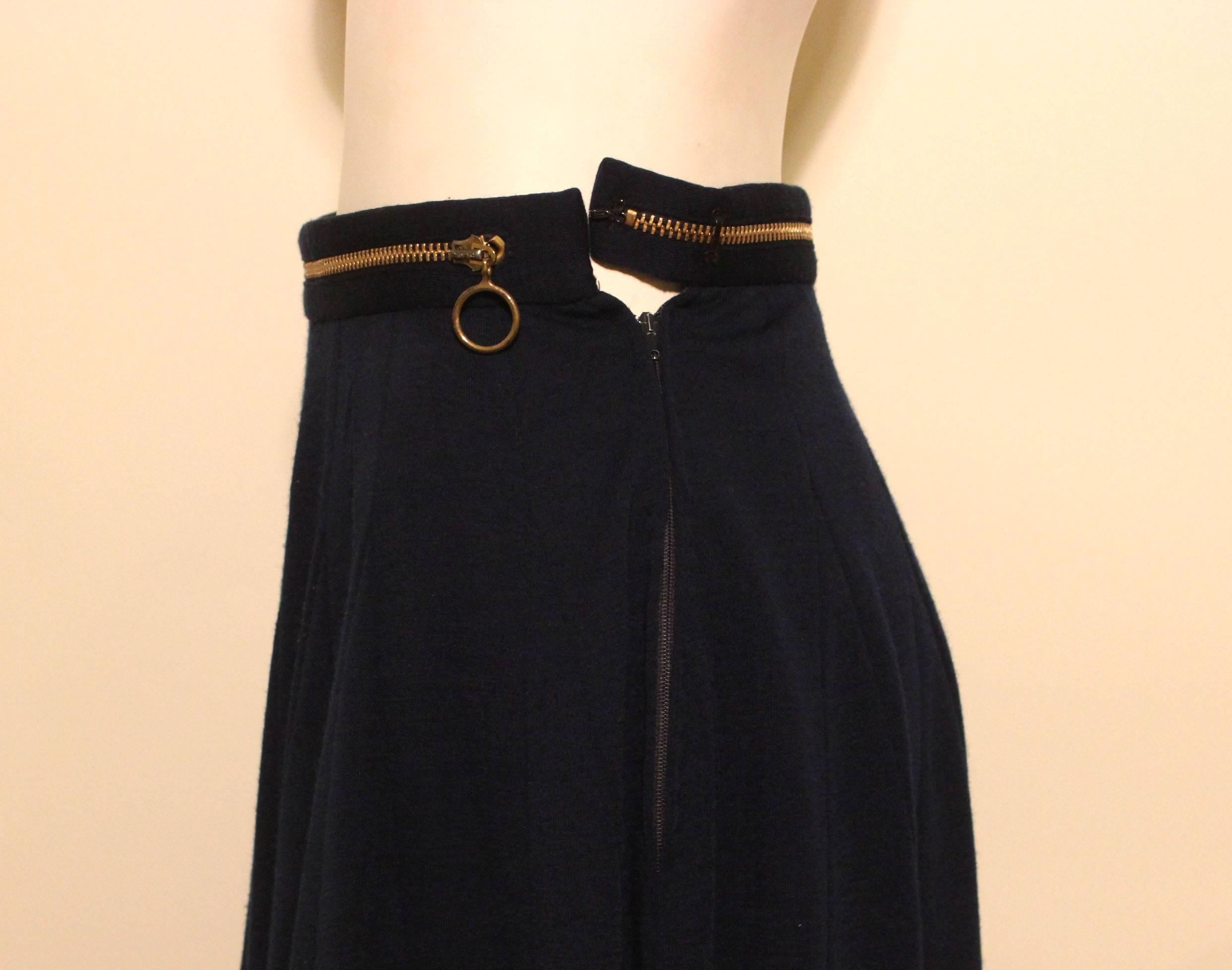Vintage Navy Geoffrey Beene Skirt with Zipper Waistband 2
