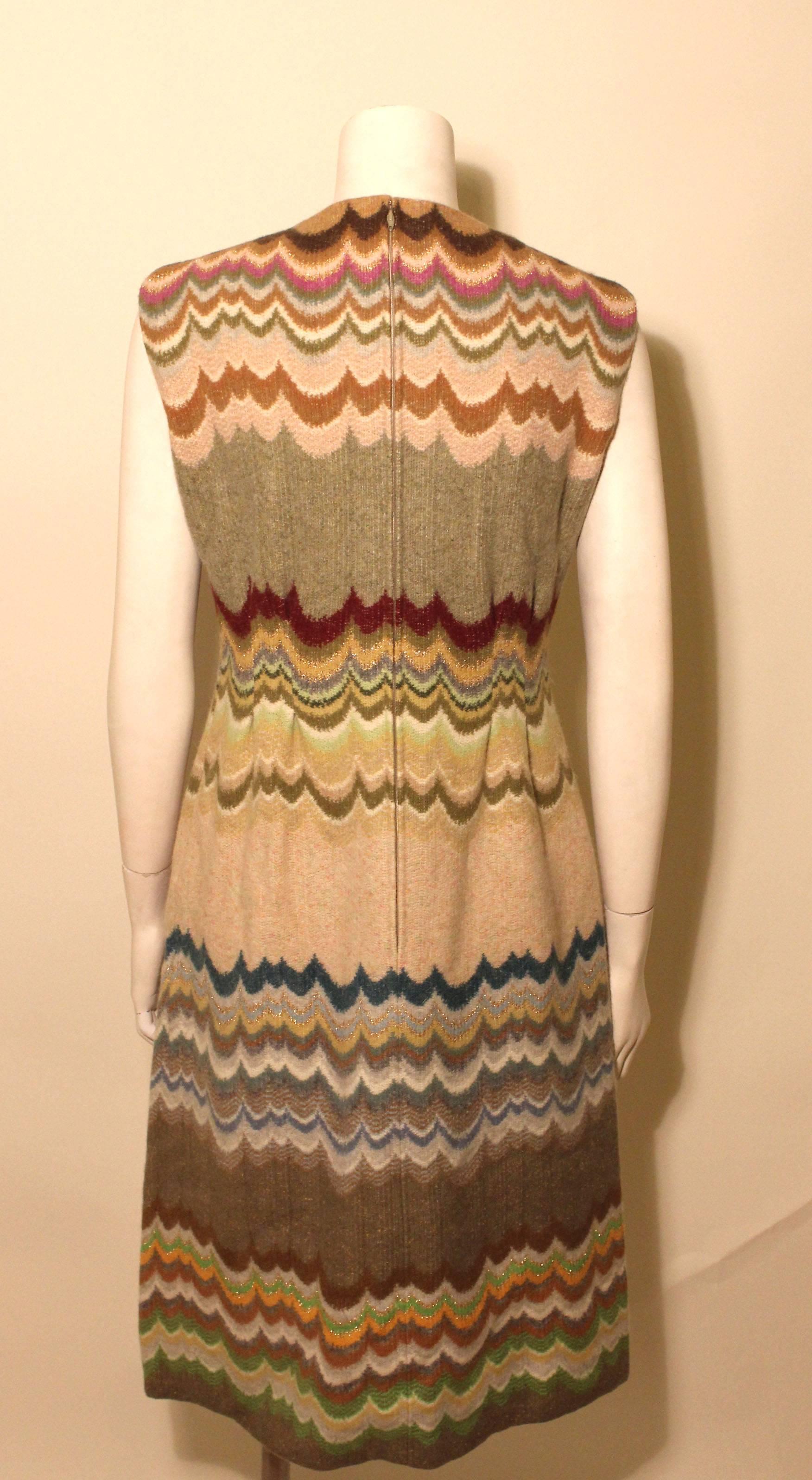 Brown Vintage Pauline Trigere Scallop Design Sheath Dress