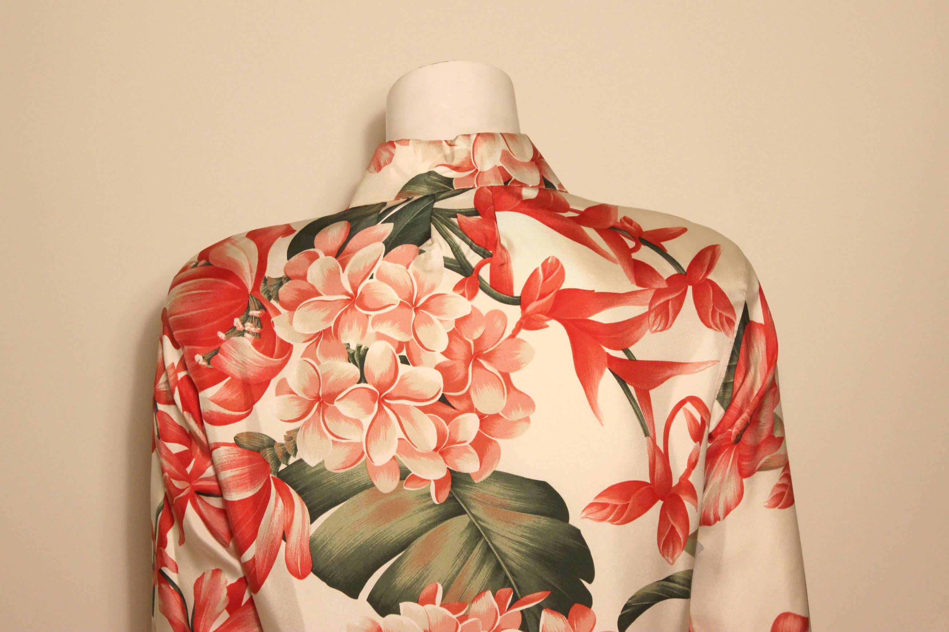 Vintage 1970s Oscar de la Renta Silk Floral Blouse 2