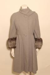 Vintage Pauline Trigere Grey Coat with Fox Trim