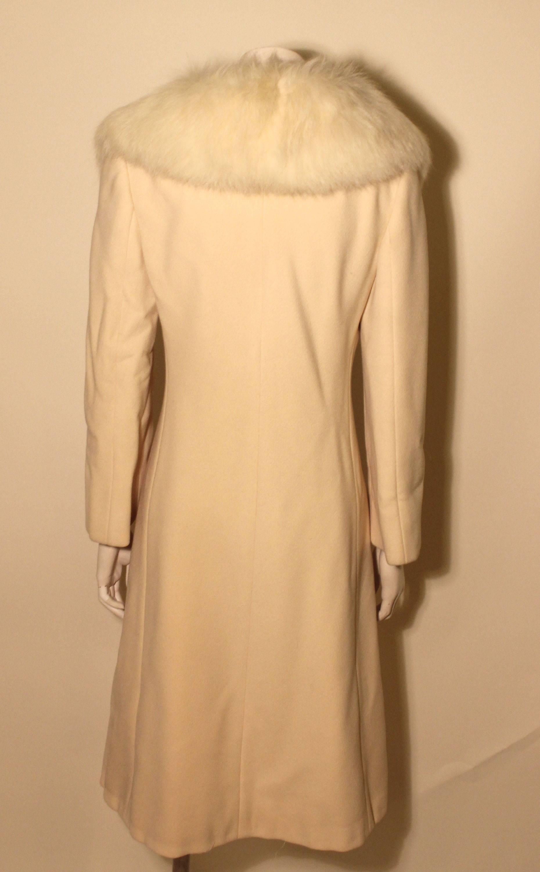 Women's Vintage Pauline Trigere Coat with White Fox Collar