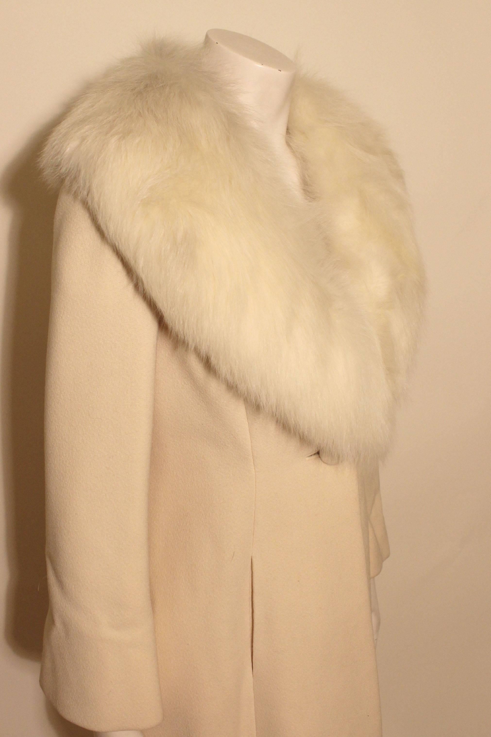 Vintage Pauline Trigere Coat with White Fox Collar 1