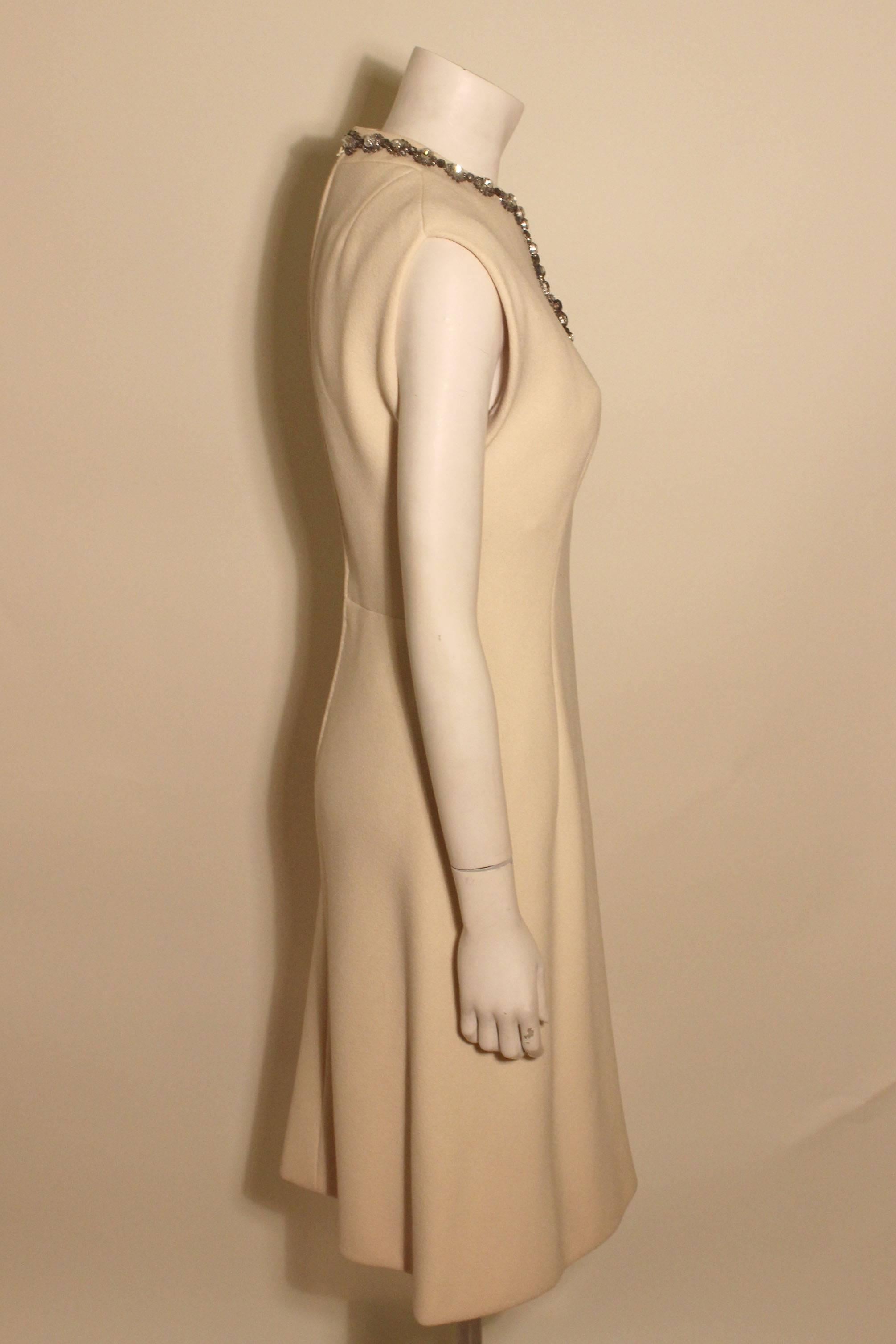 Vintage Pauline Trigere Jeweled Front Cocktail Dress In Excellent Condition In New York, NY