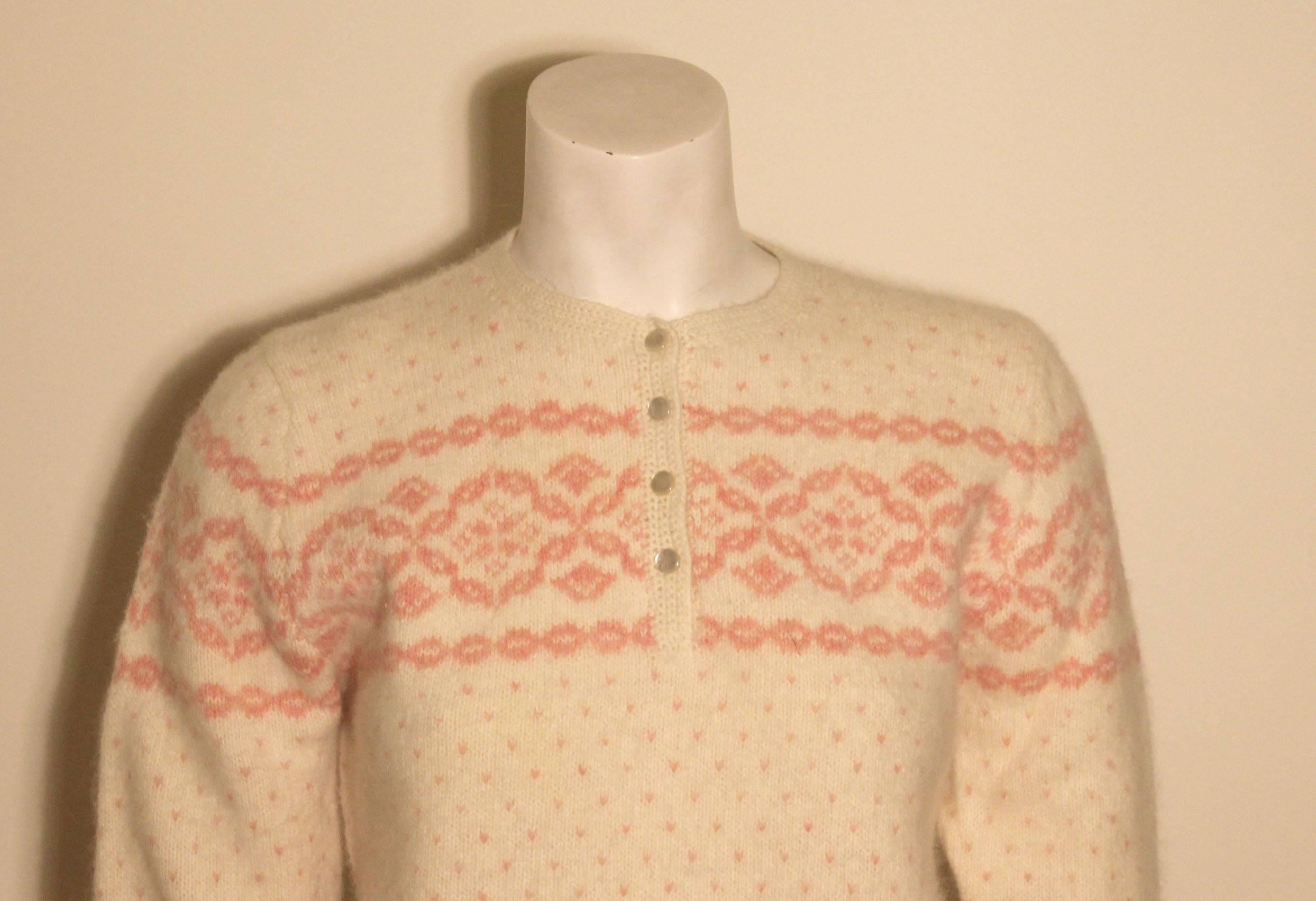 Vintage 1960s Fair Isle Wool Sweater In Excellent Condition In New York, NY